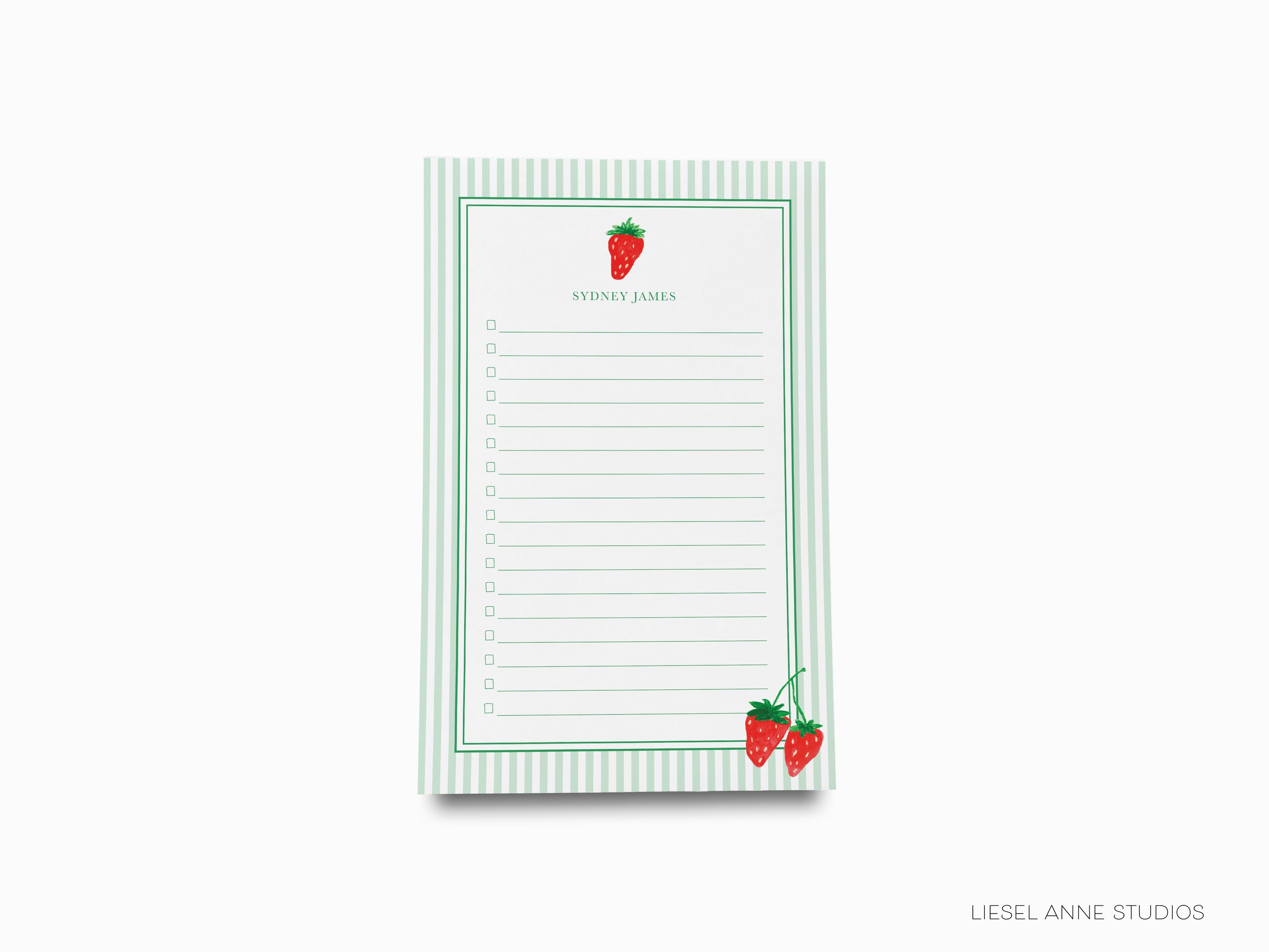 Personalized Strawberry Notepad-These personalized notepads feature our hand-painted watercolor strawberry, printed in the USA on a beautiful smooth stock. You choose which size you want (or bundled together for a beautiful gift set) and makes a great gift for the checklist and fruit lover in your life.-The Singing Little Bird