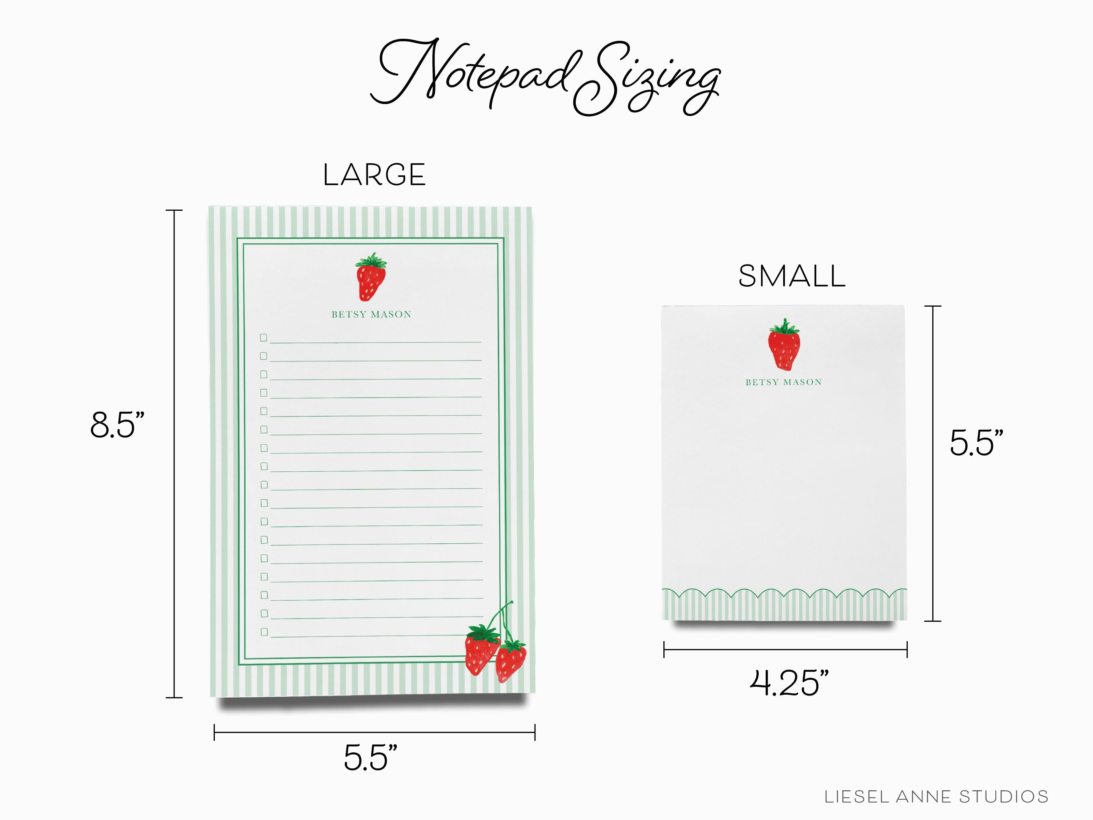 Personalized Strawberry Notepad-These personalized notepads feature our hand-painted watercolor strawberry, printed in the USA on a beautiful smooth stock. You choose which size you want (or bundled together for a beautiful gift set) and makes a great gift for the checklist and fruit lover in your life.-The Singing Little Bird