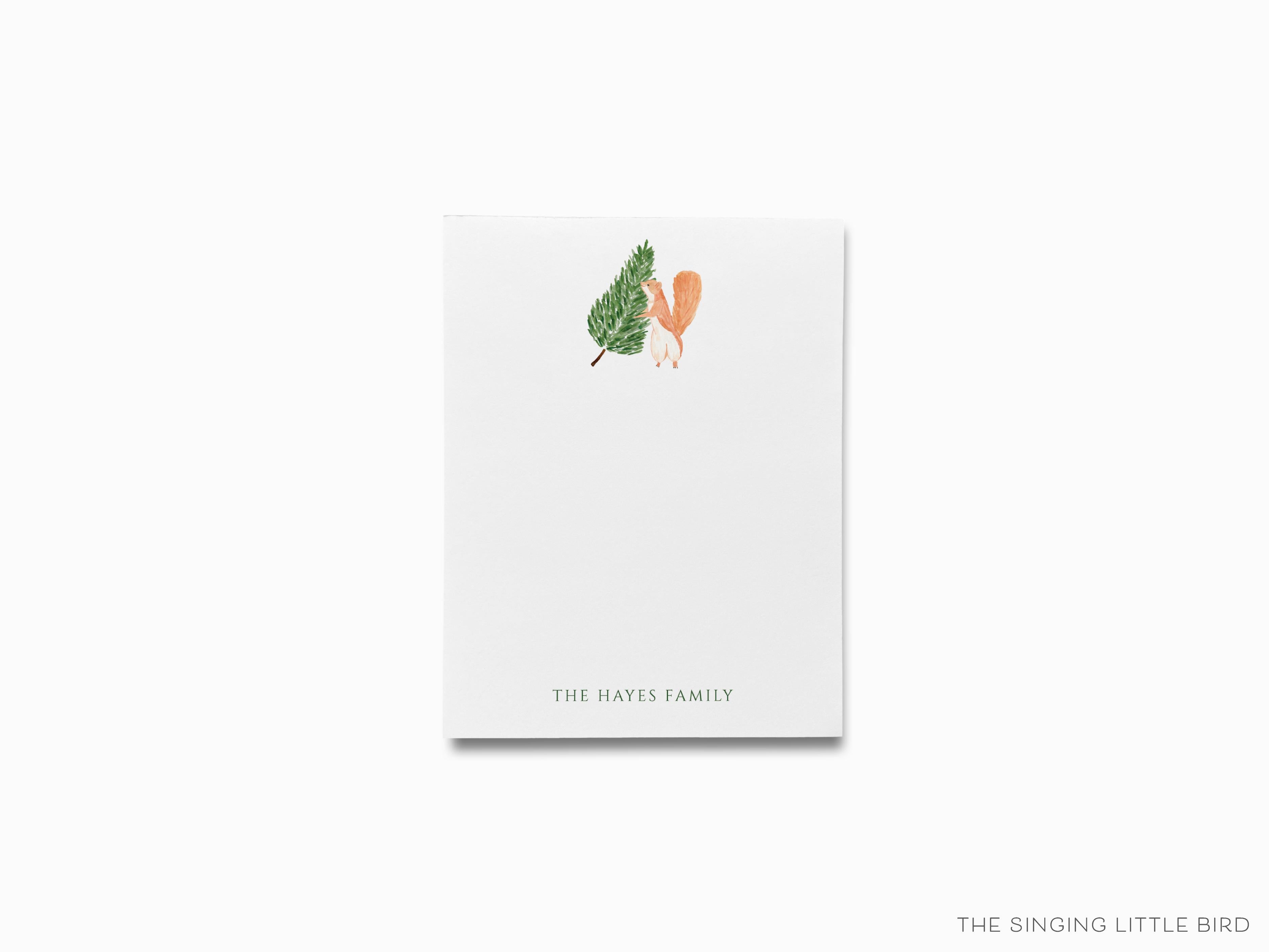Personalized Tree Squirrel Notepad-These personalized notepads feature our hand-painted watercolor squirrel and tree, printed in the USA on a beautiful smooth stock. You choose which size you want (or bundled together for a beautiful gift set) and makes a great gift for the checklist and nature lover in your life.-The Singing Little Bird