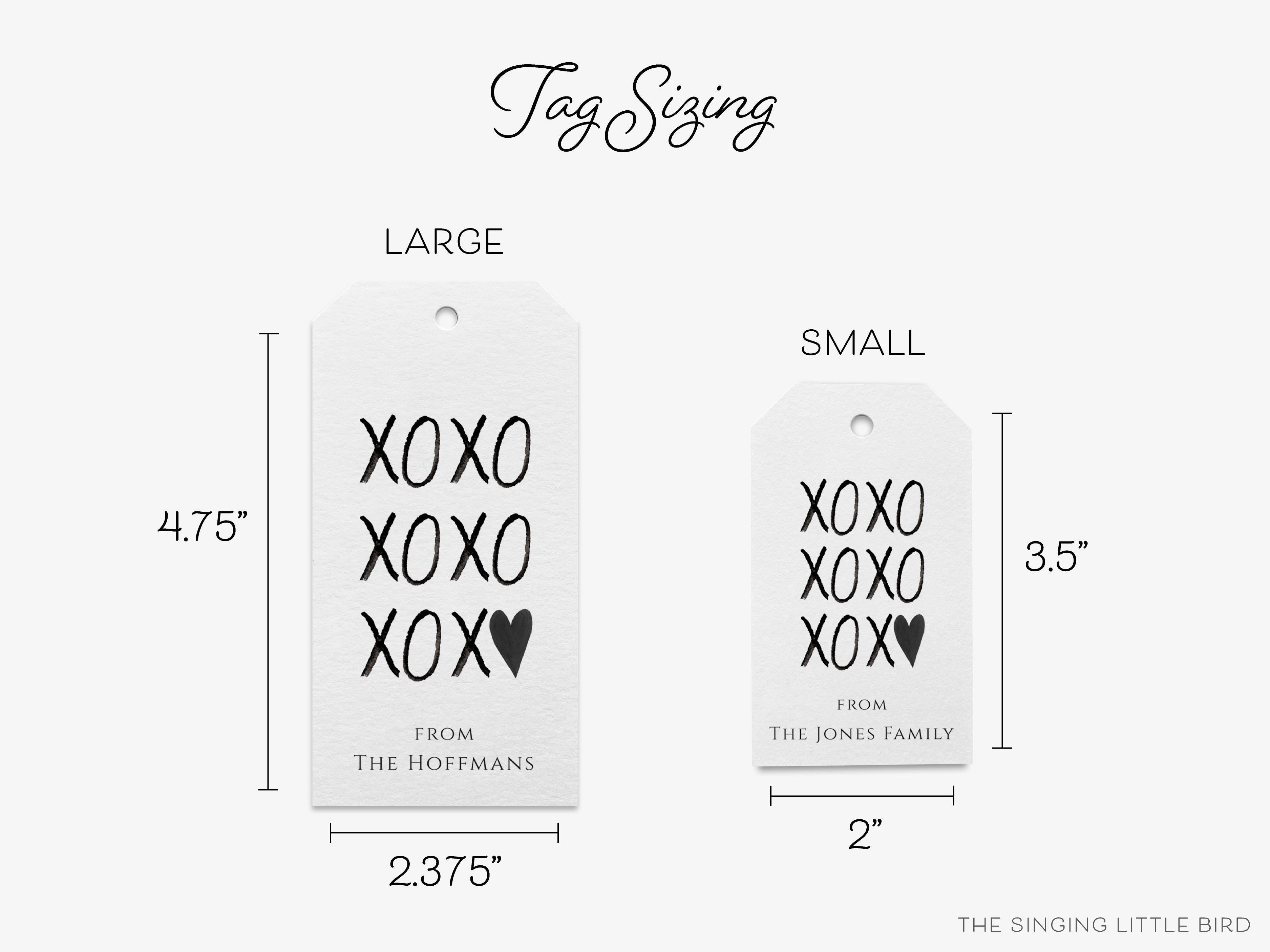 Personalized XOXO Black and White Gift Tags-These gift tags come in sets, hole-punched with white twine and feature our hand-painted watercolor xo's, printed in the USA on 120lb textured stock. They make great tags for gifting or gifts for the black and white chic lover in your life.-The Singing Little Bird