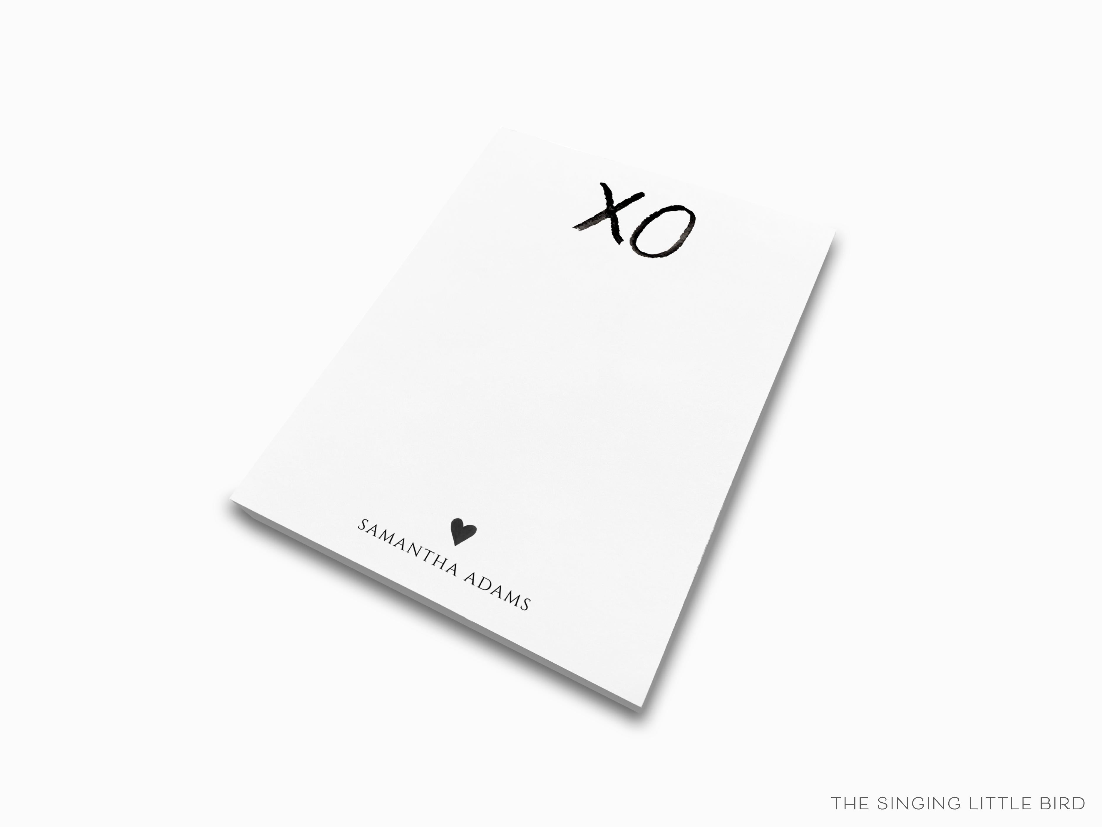 Personalized XOXO Black and White Notepad-These personalized notepads feature our hand-painted watercolor xo, printed in the USA on a beautiful smooth stock. You choose which size you want (or bundled together for a beautiful gift set) and makes a great gift for the checklist and hugs and kisses lover in your life.-The Singing Little Bird