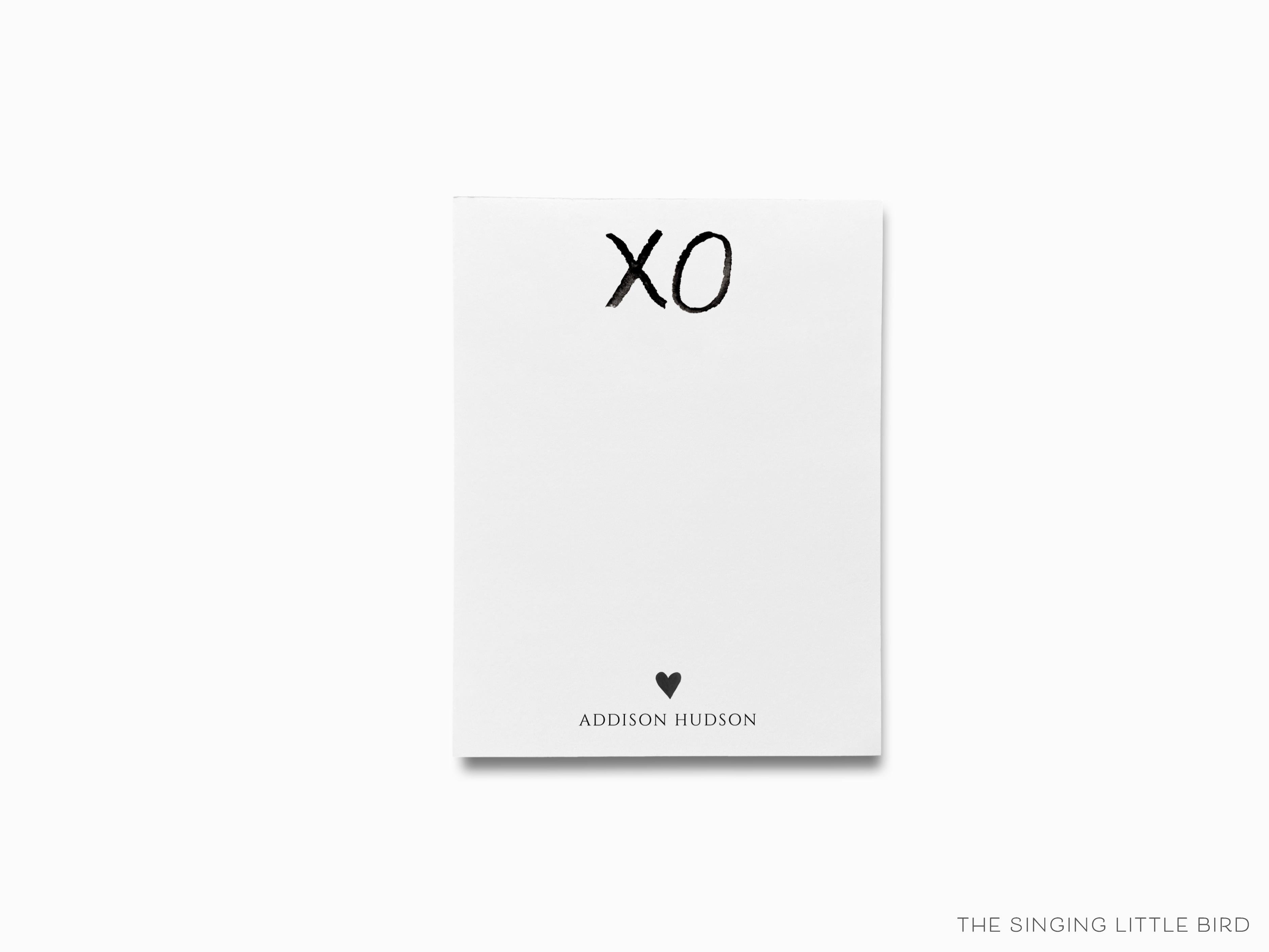 Personalized XOXO Black and White Notepad-These personalized notepads feature our hand-painted watercolor xo, printed in the USA on a beautiful smooth stock. You choose which size you want (or bundled together for a beautiful gift set) and makes a great gift for the checklist and hugs and kisses lover in your life.-The Singing Little Bird