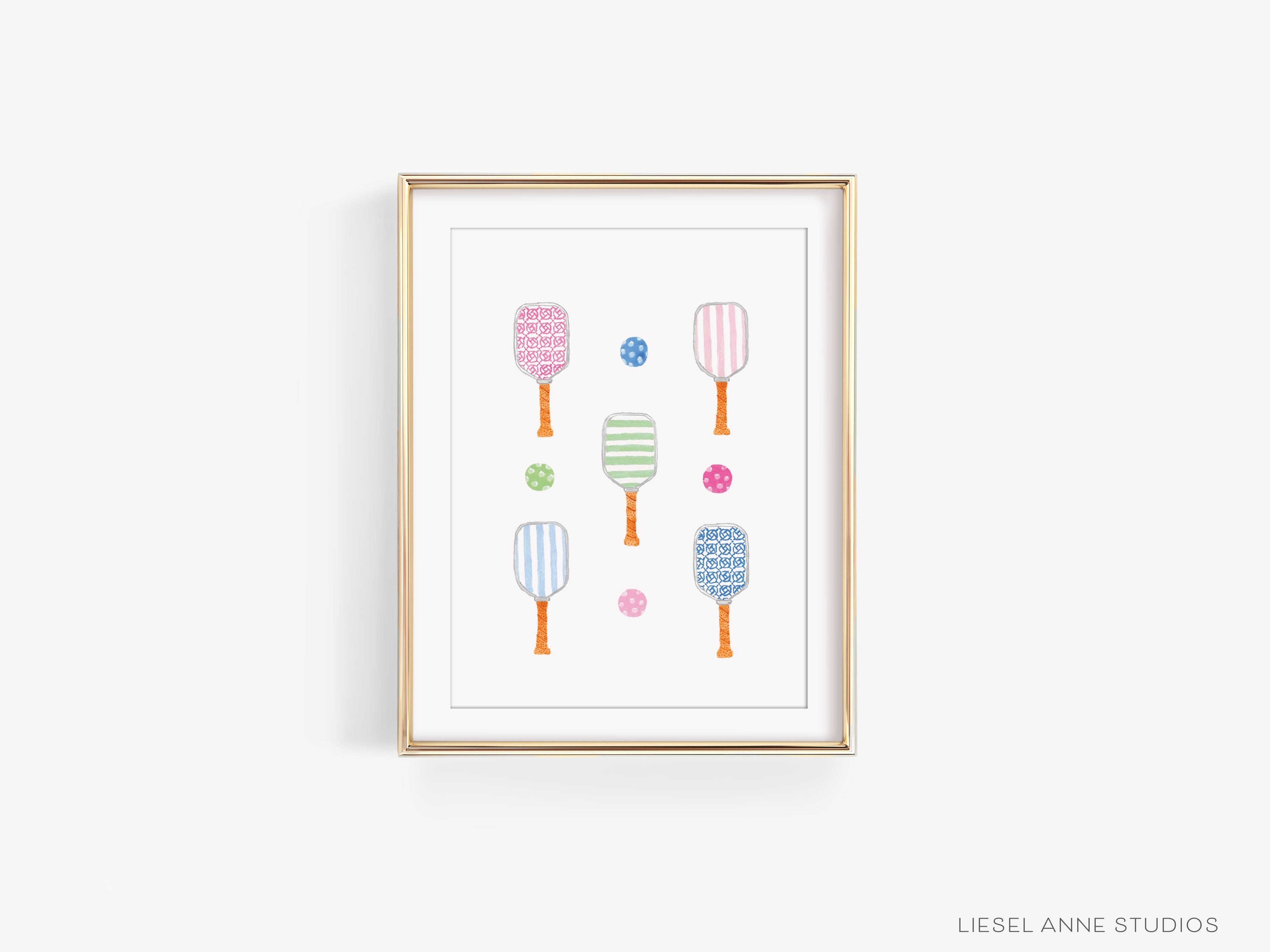 Pickleball Art Print-This watercolor art print features our hand-painted pickleball paddles and balls, printed in the USA on 120lb high quality art paper. This makes a great gift or wall decor for the pickleball lover in your life.-The Singing Little Bird