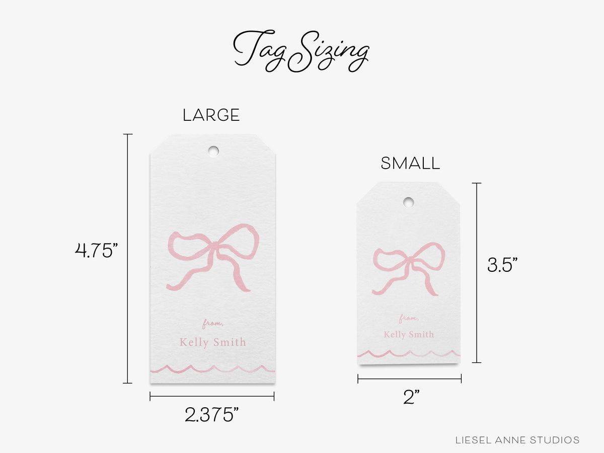 Personalized Pink Bow Gift Tags | Liesel Anne Studios