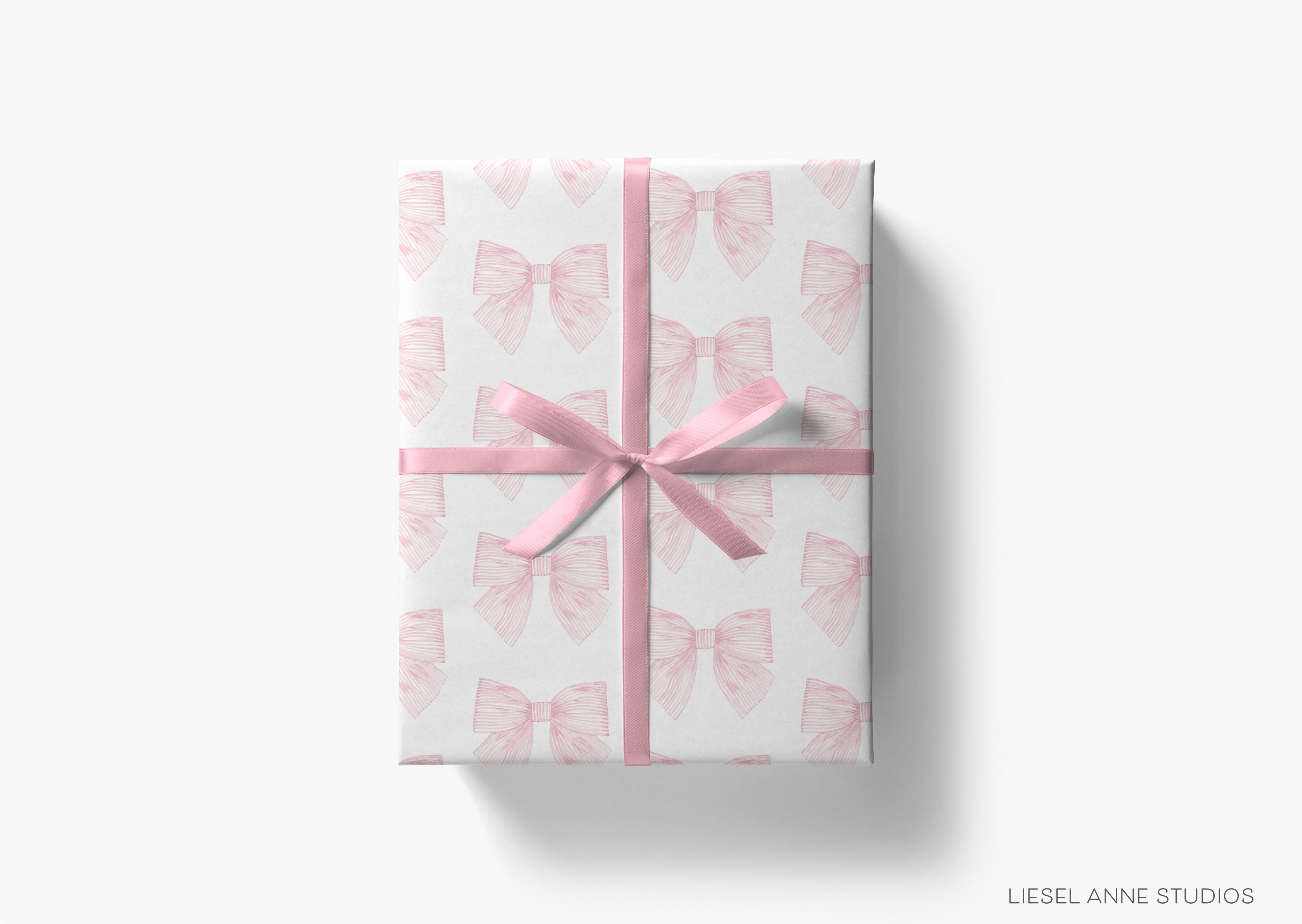 Pink Striped Bows Gift Wrap-This matte finish gift wrap features our hand painted watercolor light pink striped bows, making a perfect wrapping paper for a birthday, baby shower or wedding shower.-The Singing Little Bird