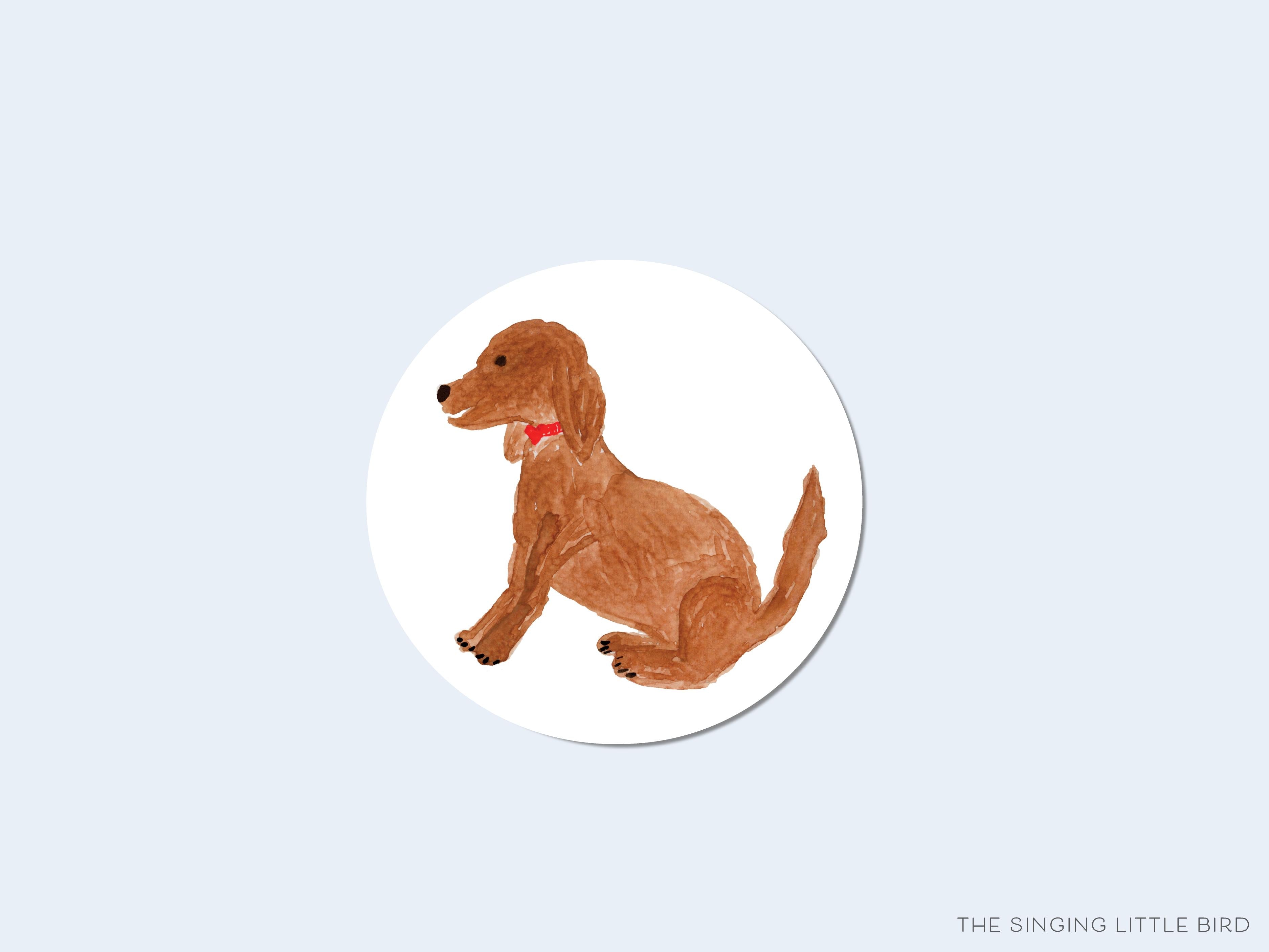 Puppy Dog Round Stickers-These matte round stickers feature our hand-painted watercolor dog, making great envelope seals or gifts for the animal lover in your life.-The Singing Little Bird
