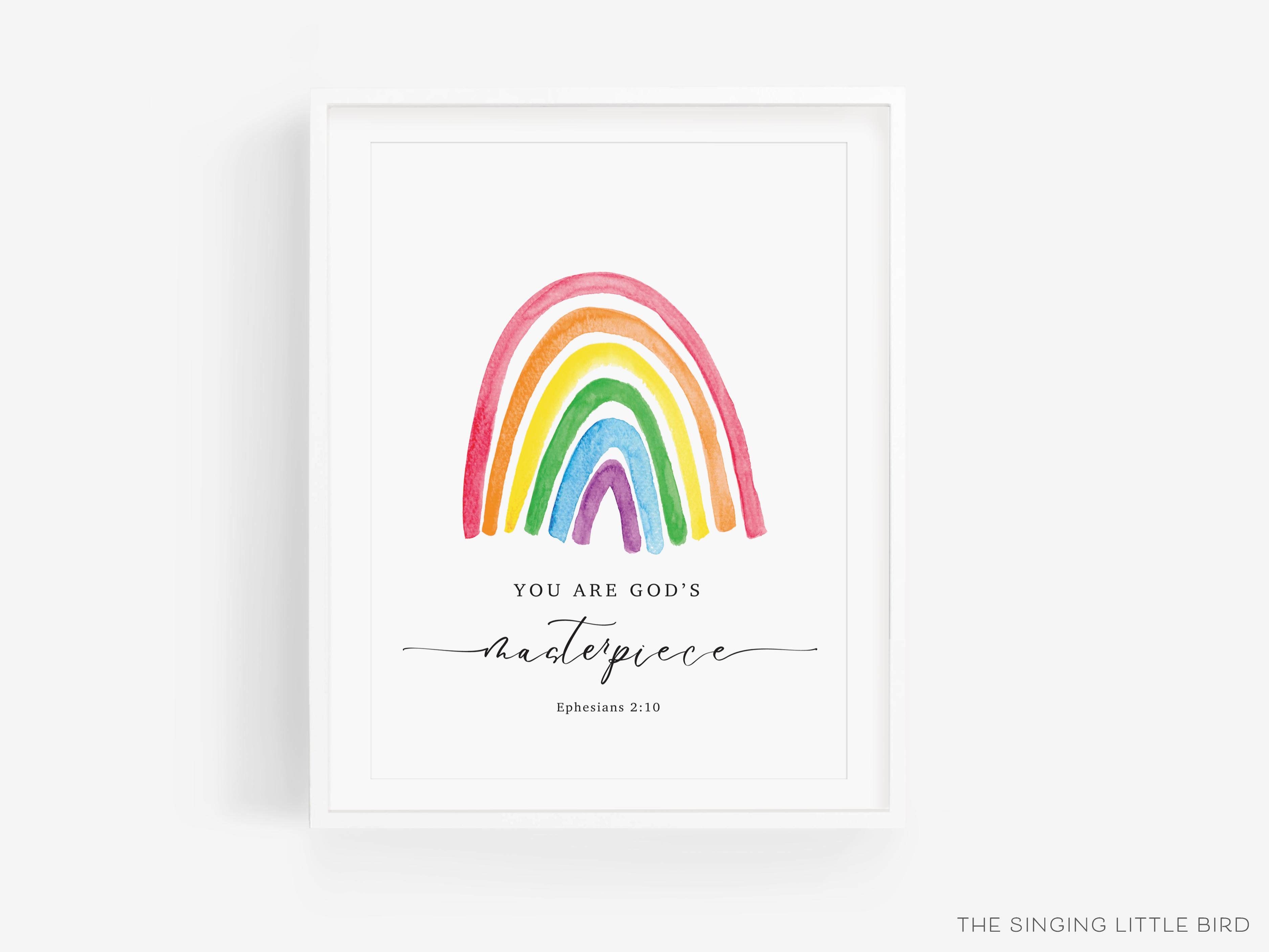 Rainbow Bible Verse Art Print-This watercolor art print features our hand-painted rainbow and bible verse, printed in the USA on 120lb high quality art paper. This makes a great gift or wall decor for the spiritual lover in your life.-The Singing Little Bird