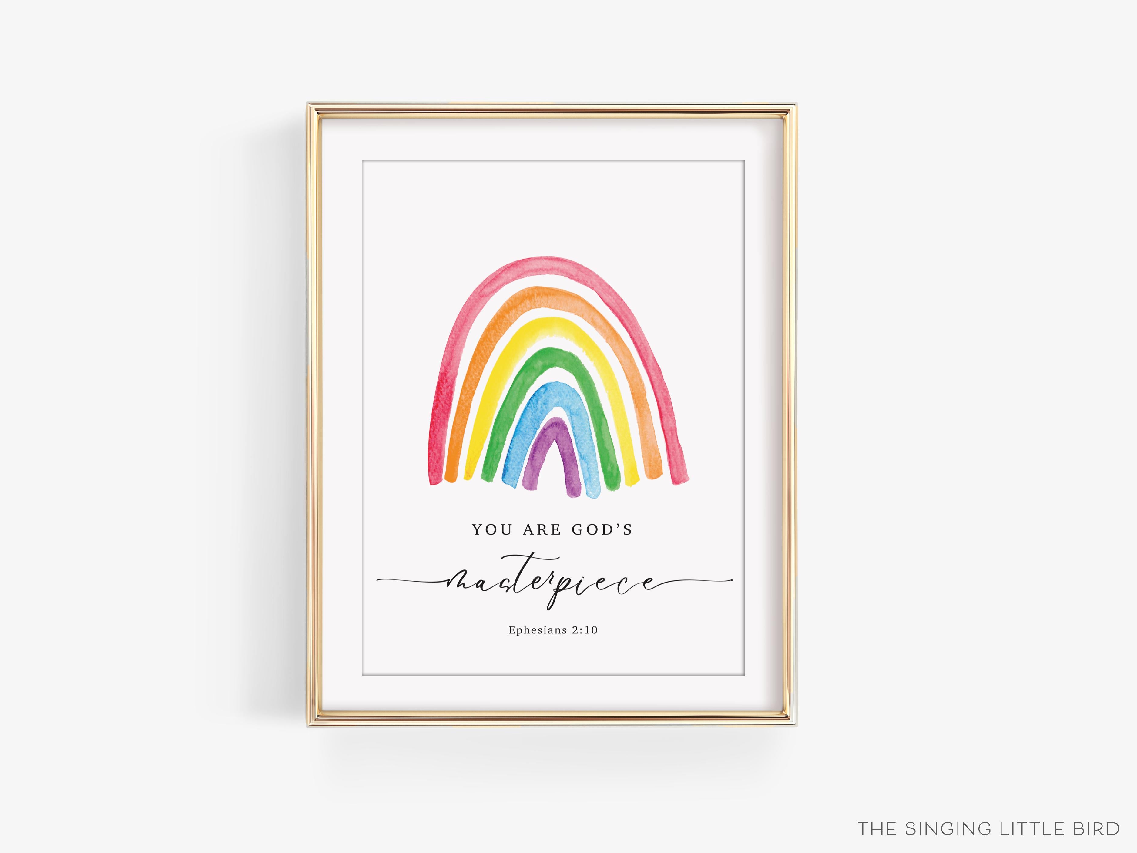 Rainbow Bible Verse Art Print-This watercolor art print features our hand-painted rainbow and bible verse, printed in the USA on 120lb high quality art paper. This makes a great gift or wall decor for the spiritual lover in your life.-The Singing Little Bird