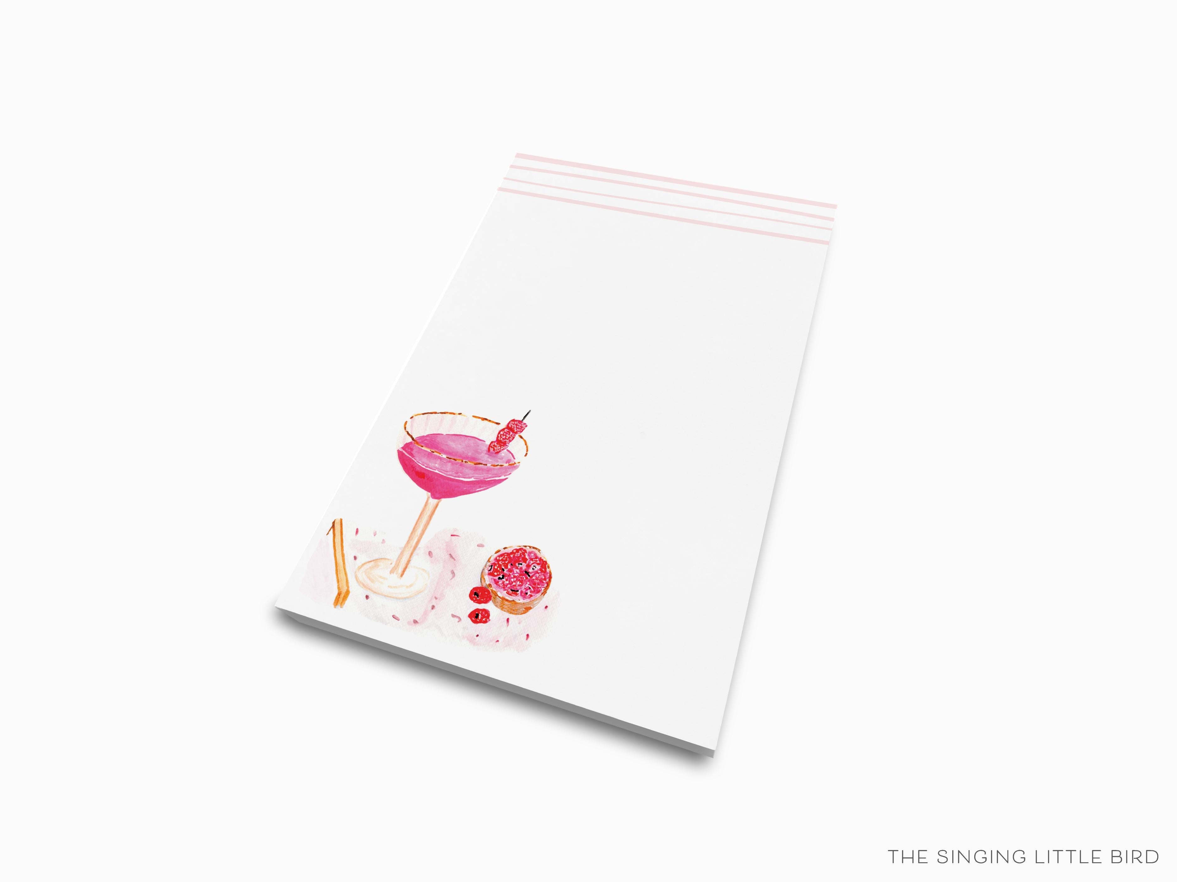 Raspberry Cream Cocktail Notepad-These notepads feature our hand-painted watercolor cocktail, printed in the USA on a beautiful smooth stock. You choose which size you want (or bundled together for a beautiful gift set) and makes a great gift for the checklist and cocktail lover in your life.-The Singing Little Bird