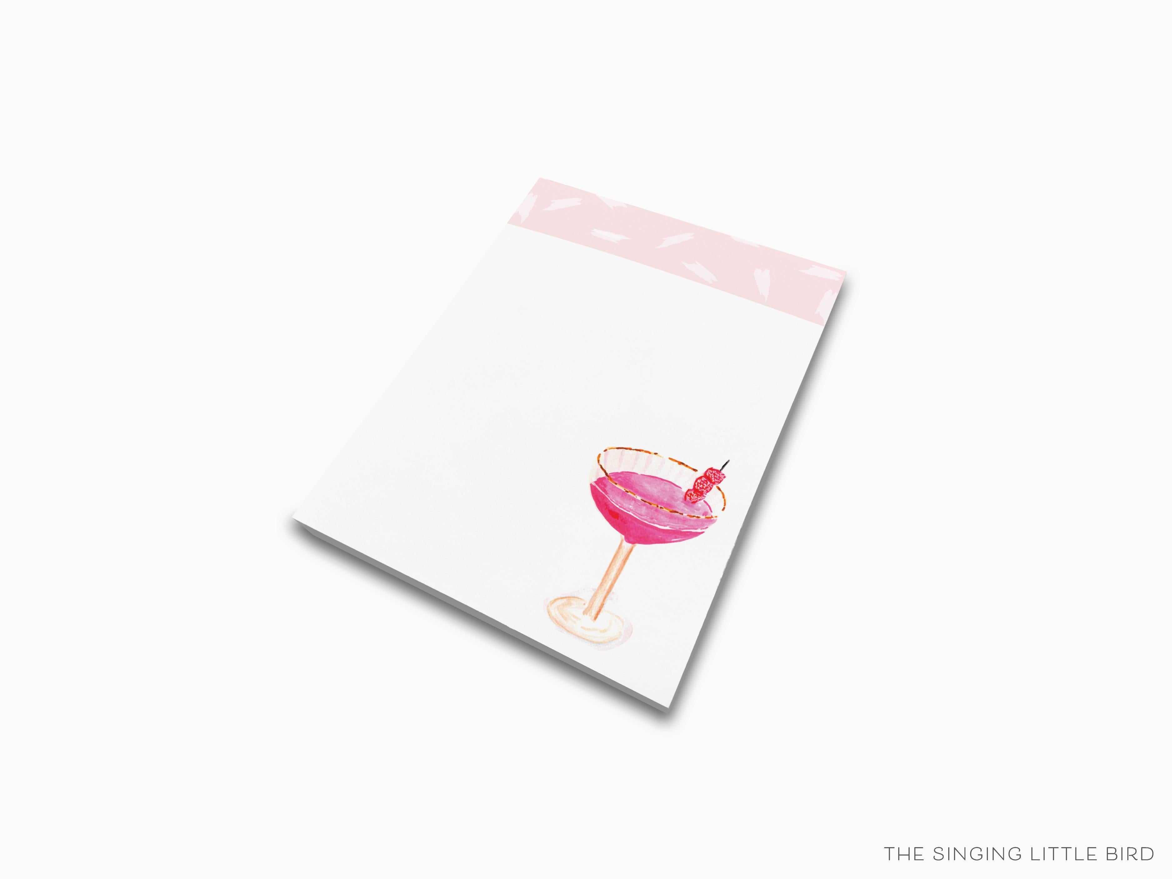 Raspberry Cream Cocktail Notepad-These notepads feature our hand-painted watercolor cocktail, printed in the USA on a beautiful smooth stock. You choose which size you want (or bundled together for a beautiful gift set) and makes a great gift for the checklist and cocktail lover in your life.-The Singing Little Bird