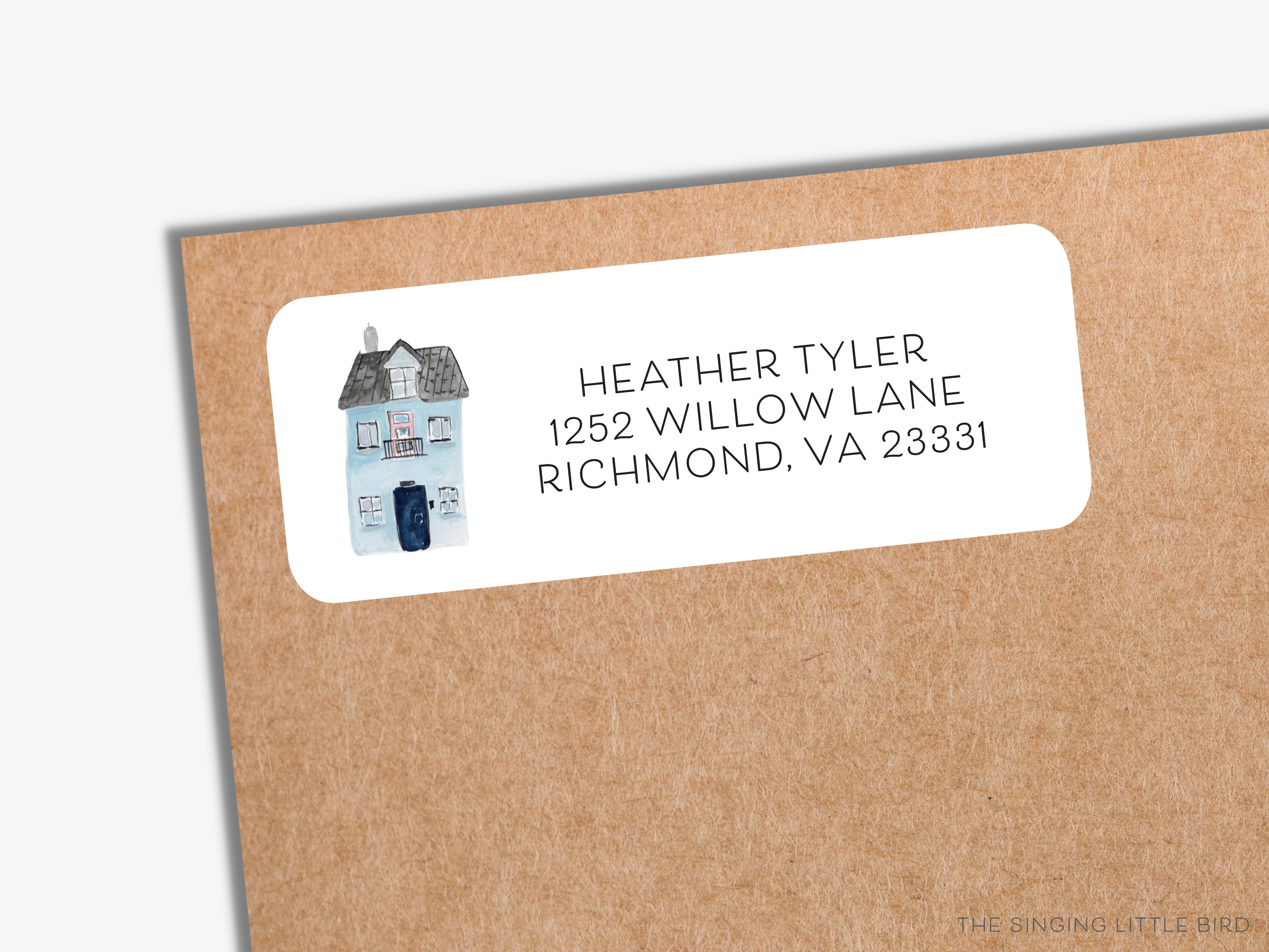 Realtor Return Address Labels-These personalized return address labels are 2.625" x 1" and feature our hand-painted watercolor House, printed in the USA on beautiful matte finish labels. These make great gifts for yourself or the residential lover.-The Singing Little Bird
