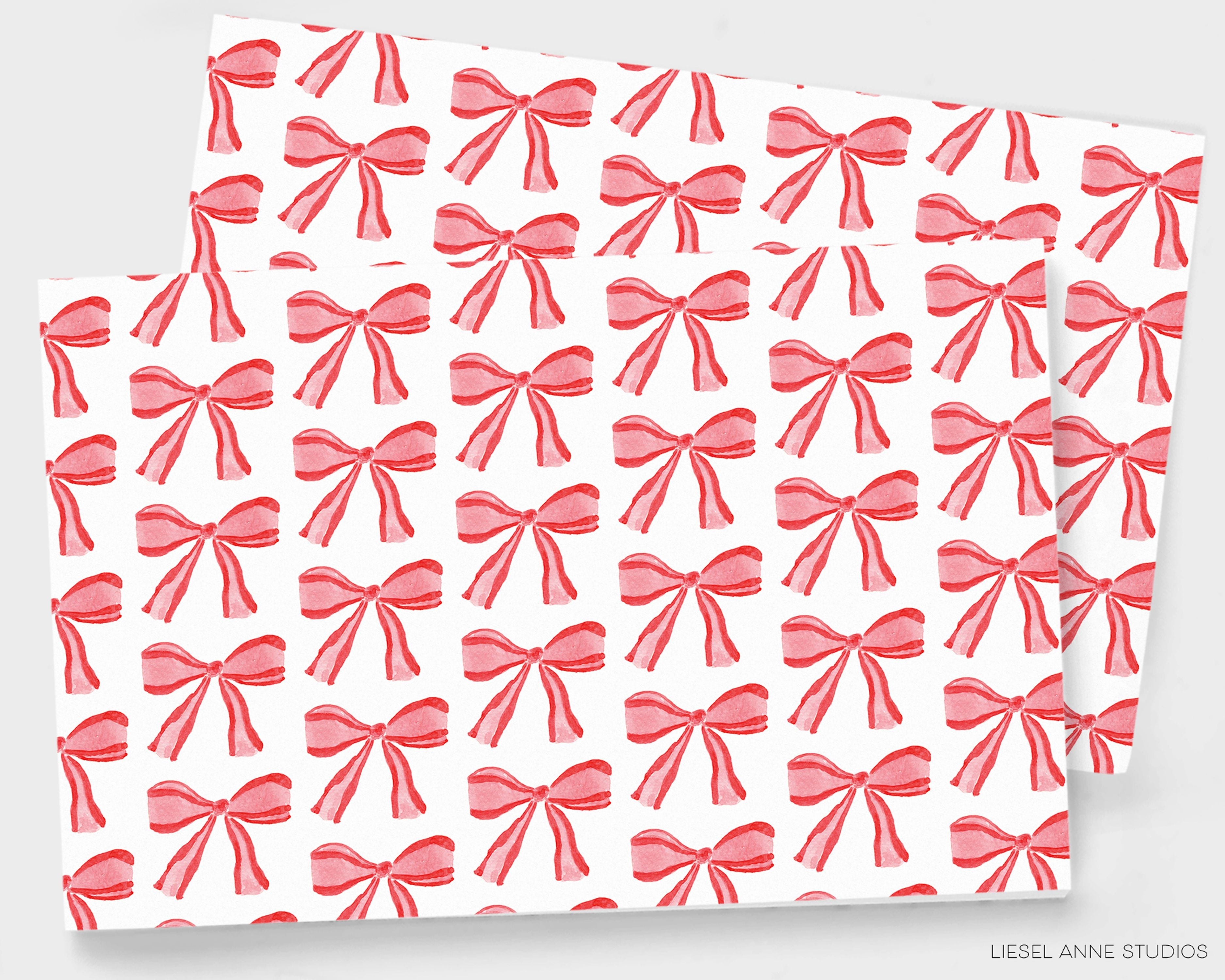 Red Bow Holiday Placemat Pad-These placemat pads feature our hand-painted watercolor bows, printed in the USA on a beautiful smooth stock. They add a touch of charm and convenience to any holiday table setting and party decor. A great gift for bow lover in your life.-The Singing Little Bird