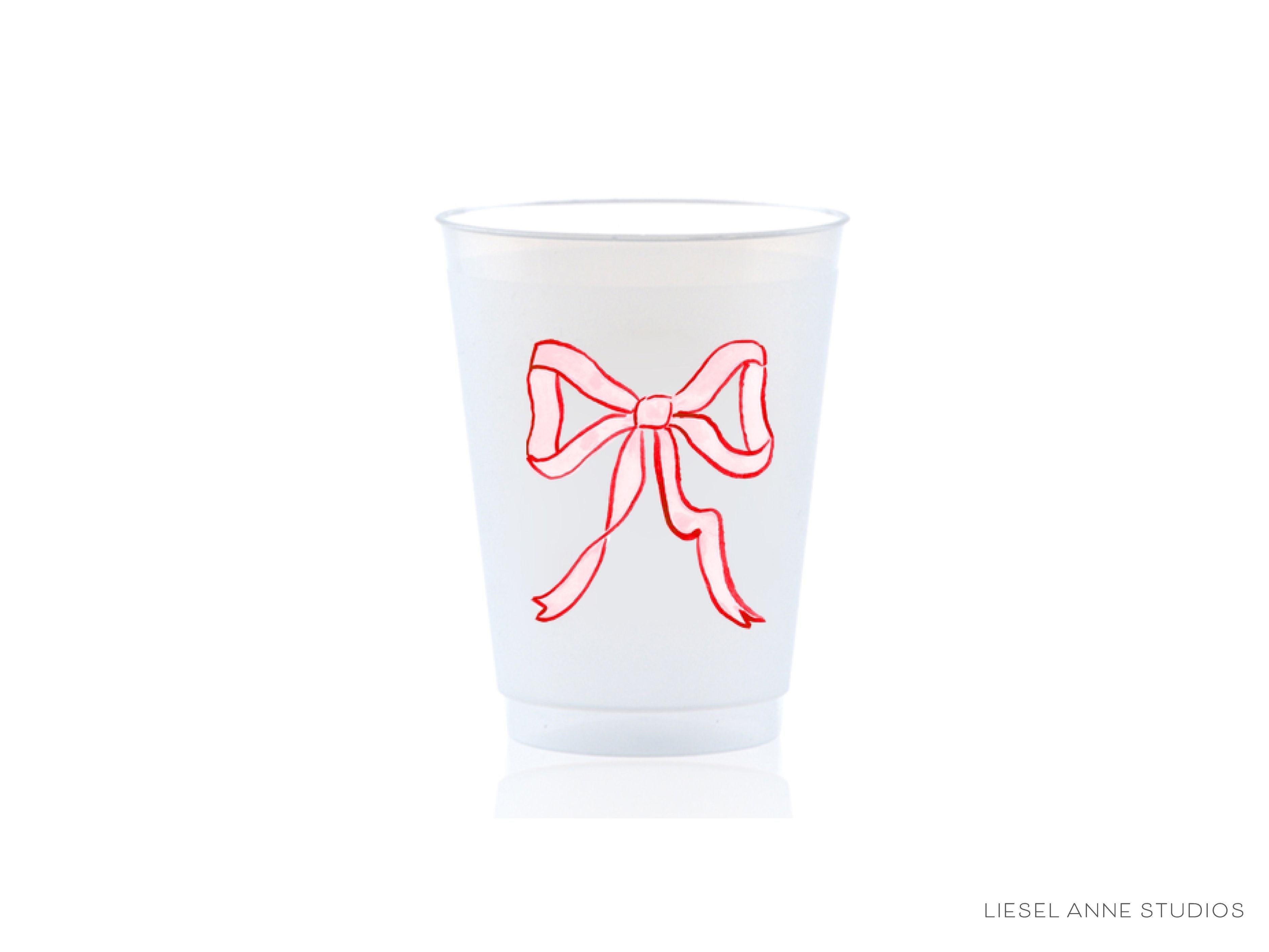 Red & Pink Holiday Bow 16oz Shatterproof Cups [Set of 8]-These shatterproof cups feature our hand-painted preppy red & pink bow and make great party decorations for your holiday gatherings, christmas and valentine's parties, galentine's festivities and more! They come in sets of 8 and are re-usable for other parties to come or make wonderful party favors!-The Singing Little Bird