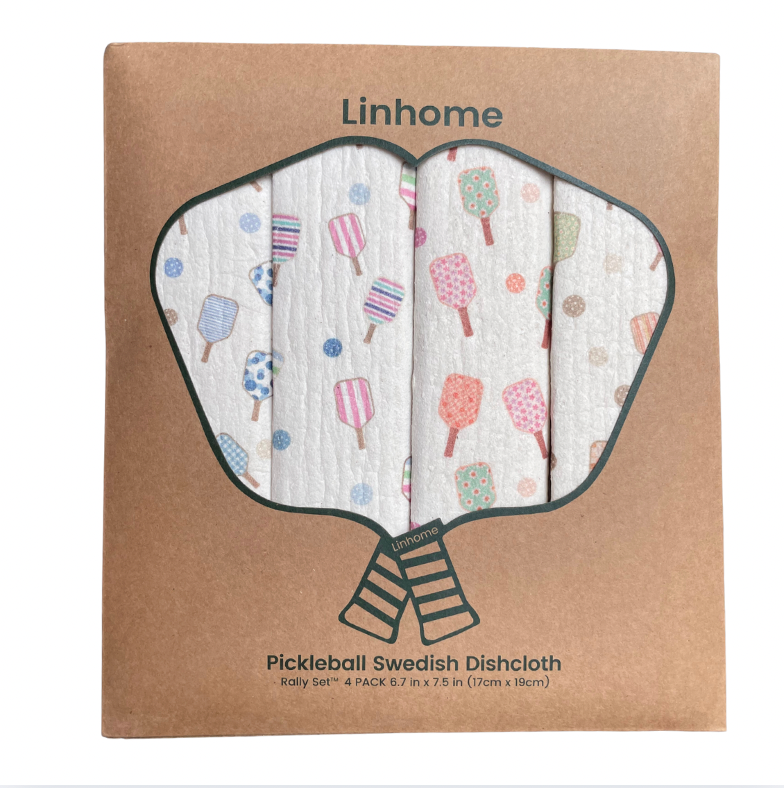 Linhome Pickleball Swedish Dishcloth- Match Point Baby Blue & Pink - 4 Pack