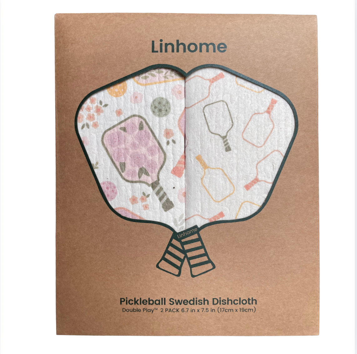 Linhome Pickleball Swedish Dishcloth- Floral Paddle & Paddle Club- 2 Pack