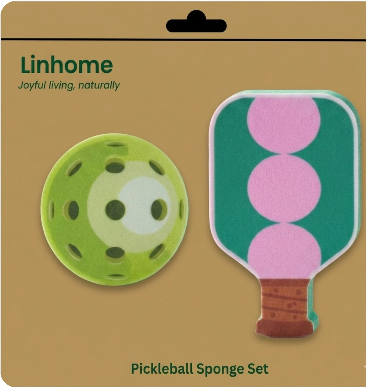 Pickleball Paddle & Ball Kitchen Sponge Set - 2 Pack -Green Paddle & Green Ball