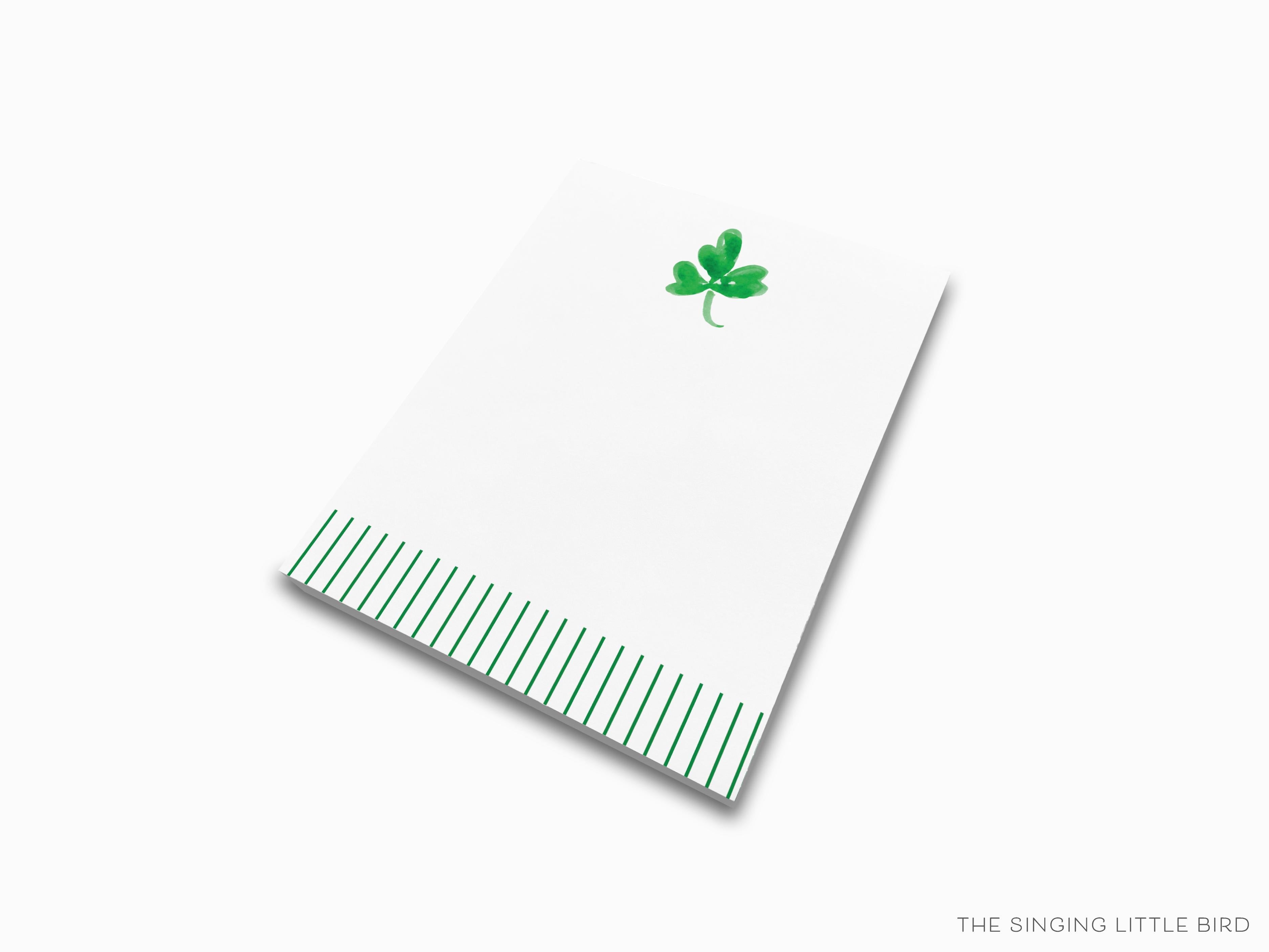 Shamrock Notepad-These notepads feature our hand-painted watercolor three leaf clovers, printed in the USA on a beautiful smooth stock. You choose which size you want (or bundled together for a beautiful gift set) and makes a great gift for the checklist and shamrock lover in your life.-The Singing Little Bird