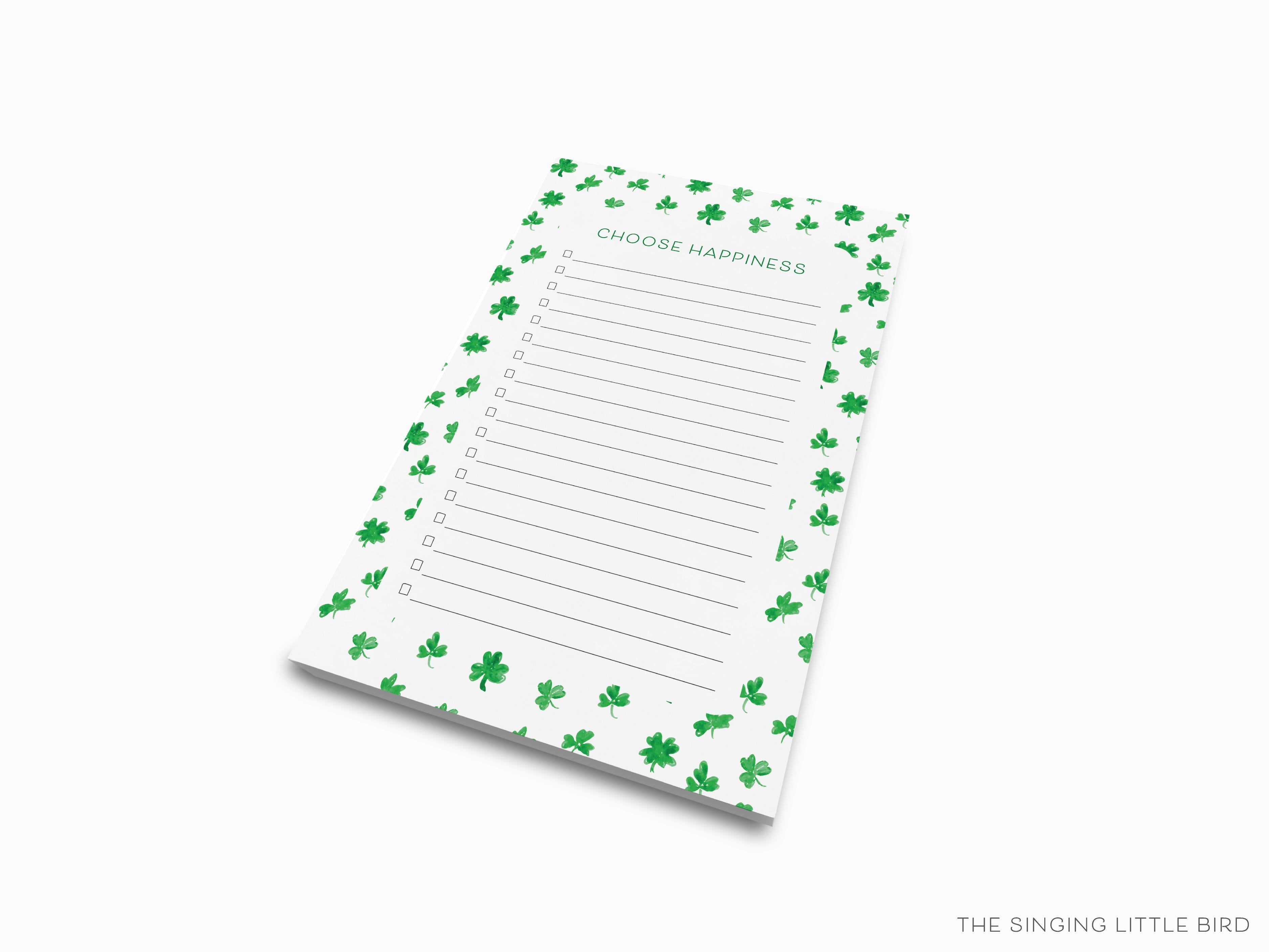 Shamrock Notepad-These notepads feature our hand-painted watercolor three leaf clovers, printed in the USA on a beautiful smooth stock. You choose which size you want (or bundled together for a beautiful gift set) and makes a great gift for the checklist and shamrock lover in your life.-The Singing Little Bird