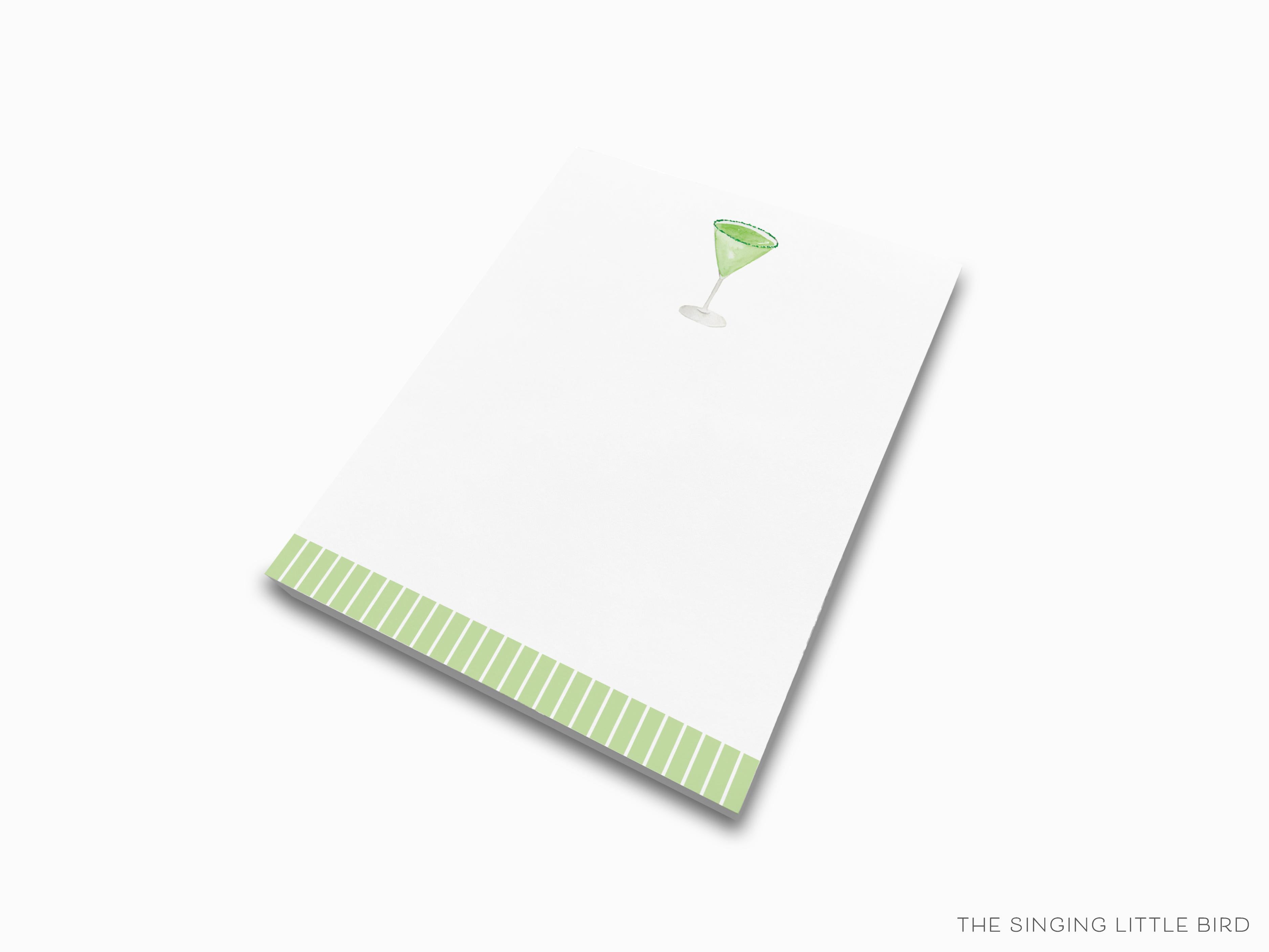 Sour Apple Martini Cocktail Notepad-These notepads feature our hand-painted watercolor apple and martini glass, printed in the USA on a beautiful smooth stock. You choose which size you want (or bundled together for a beautiful gift set) and makes a great gift for the checklist and cocktail lover in your life.-The Singing Little Bird