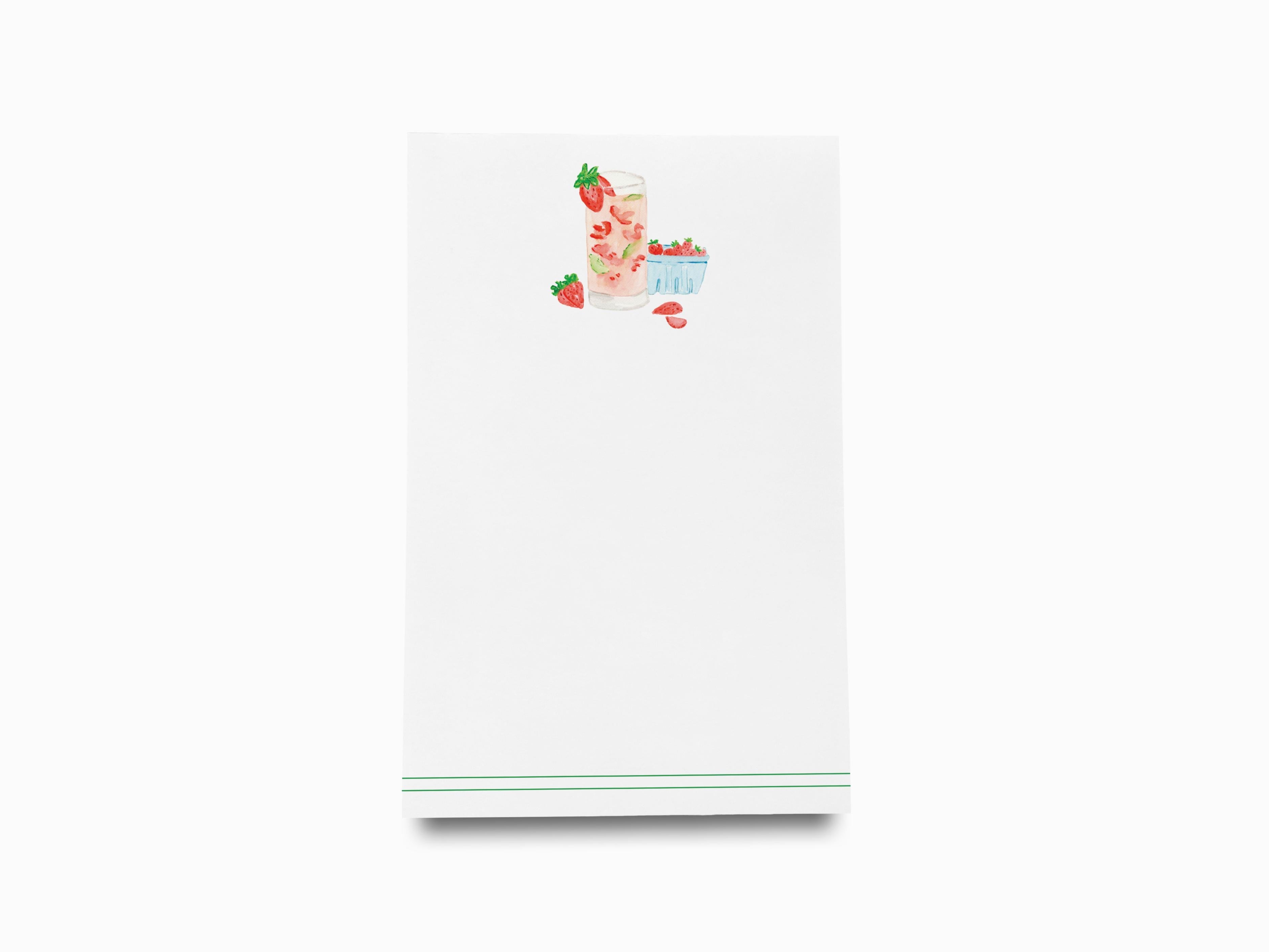 Strawberry Basil Cocktail Notepad-These notepads feature our hand-painted watercolor strawberries and cocktail glass, printed in the USA on a beautiful smooth stock. You choose which size you want (or bundled together for a beautiful gift set) and makes a great gift for the checklist and cocktail lover in your life.-The Singing Little Bird