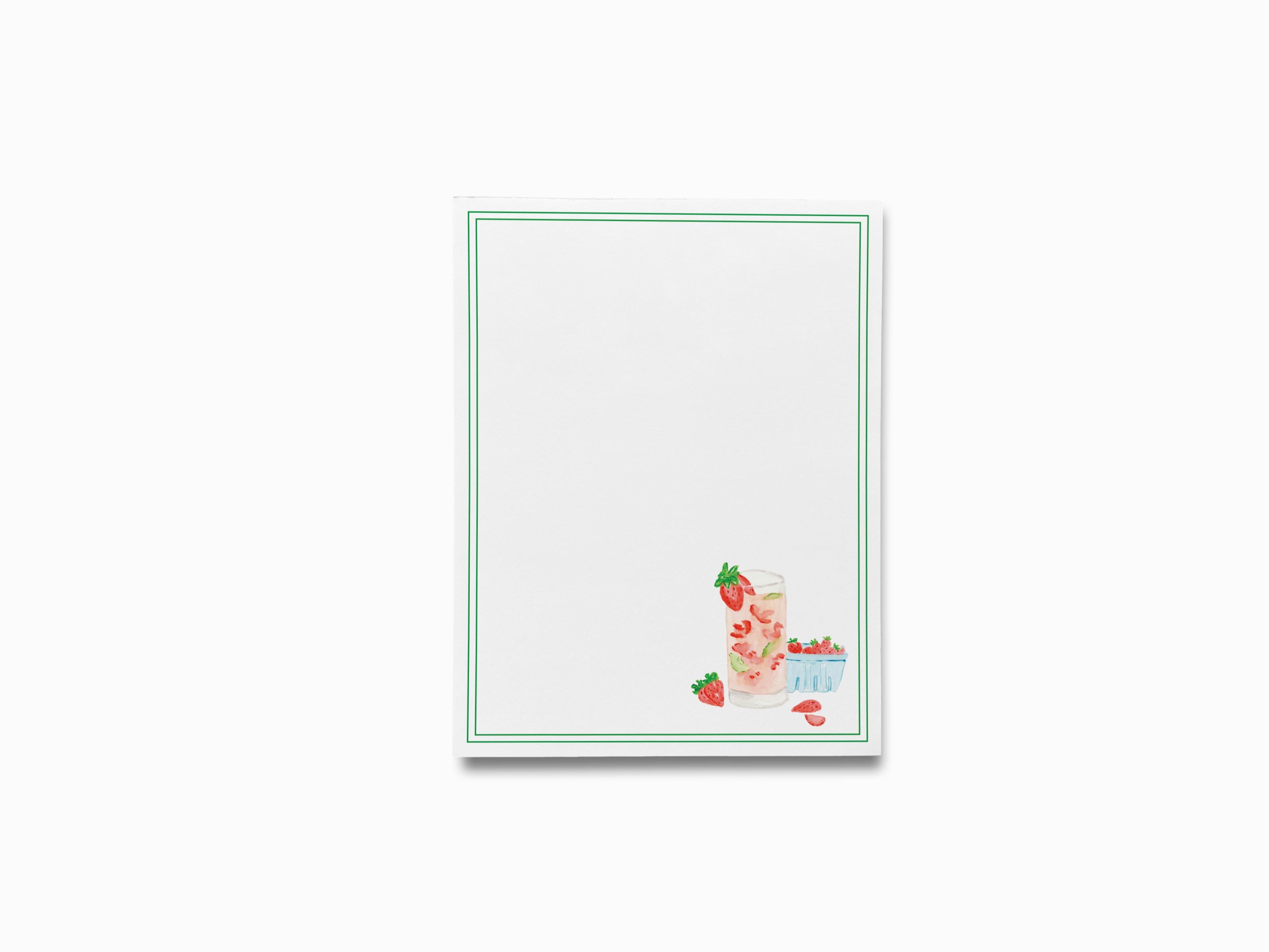 Strawberry Basil Cocktail Notepad-These notepads feature our hand-painted watercolor strawberries and cocktail glass, printed in the USA on a beautiful smooth stock. You choose which size you want (or bundled together for a beautiful gift set) and makes a great gift for the checklist and cocktail lover in your life.-The Singing Little Bird