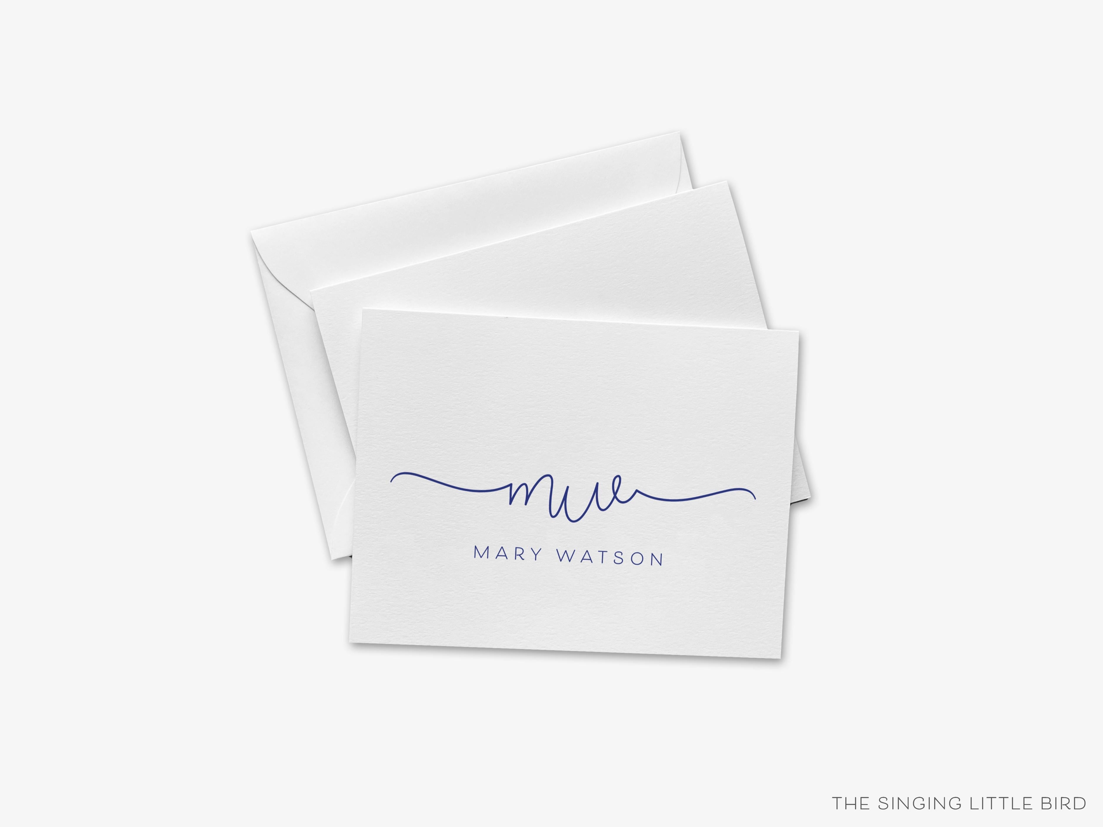 Swash Script Monogram Greeting Cards-These folded greeting cards are 4.25x5.5 and feature our hand-painted swash script print, printed in the USA on 100lb textured stock. They come with a White or Kraft envelope and make a great thank you or just because card personalized with your monogram.-The Singing Little Bird