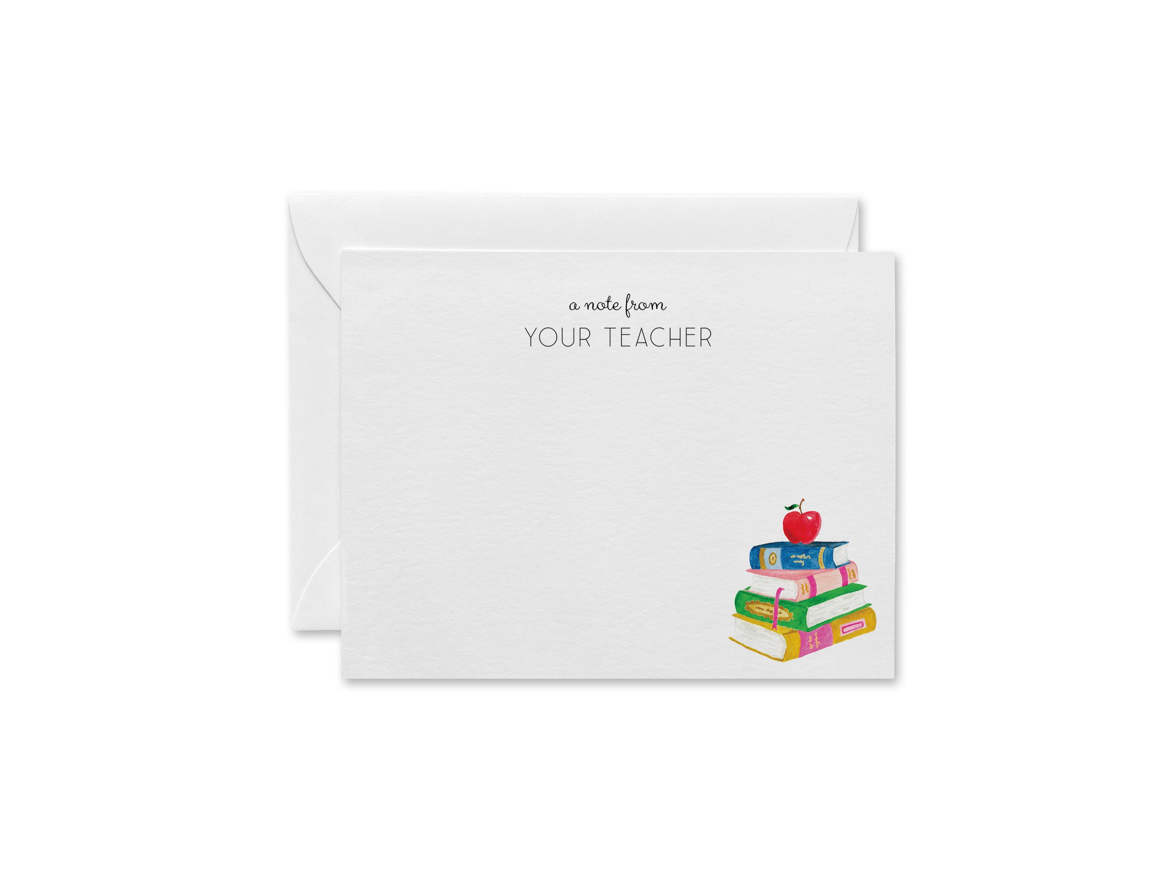Teacher Flat Notes [Sets of 8]-These flat notecards are 4.25x5.5 and feature our hand-painted watercolor books, printed in the USA on 120lb textured stock. They come with white envelopes and make great thank yous and gifts for the teacher in your life.-The Singing Little Bird