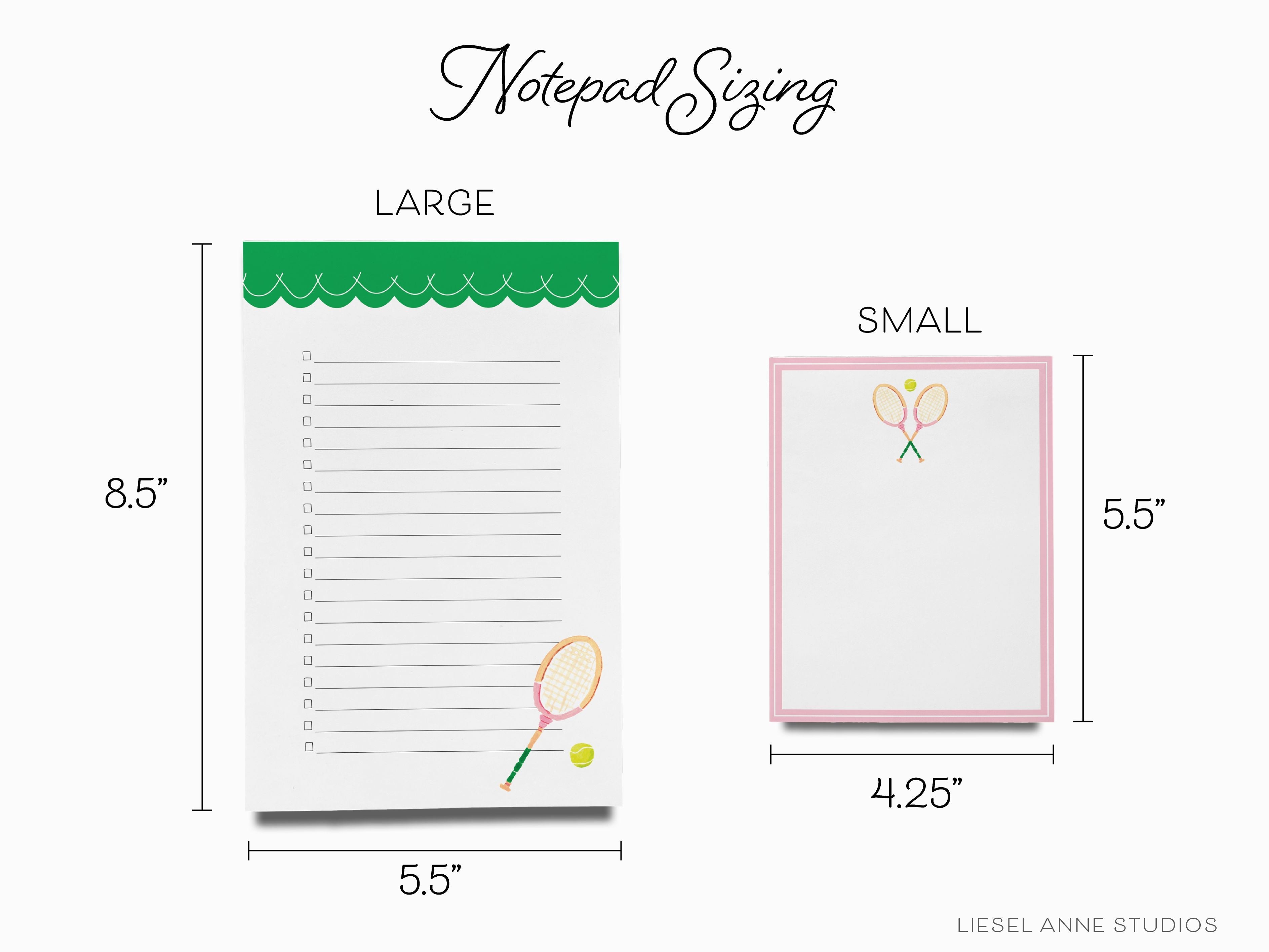 Tennis Notepad-These notepads feature our hand-painted watercolor tennis racket, printed in the USA on a beautiful smooth stock. You choose which size you want (or bundled together for a beautiful gift set) and makes a great gift for the checklist and sport lover in your life.-The Singing Little Bird