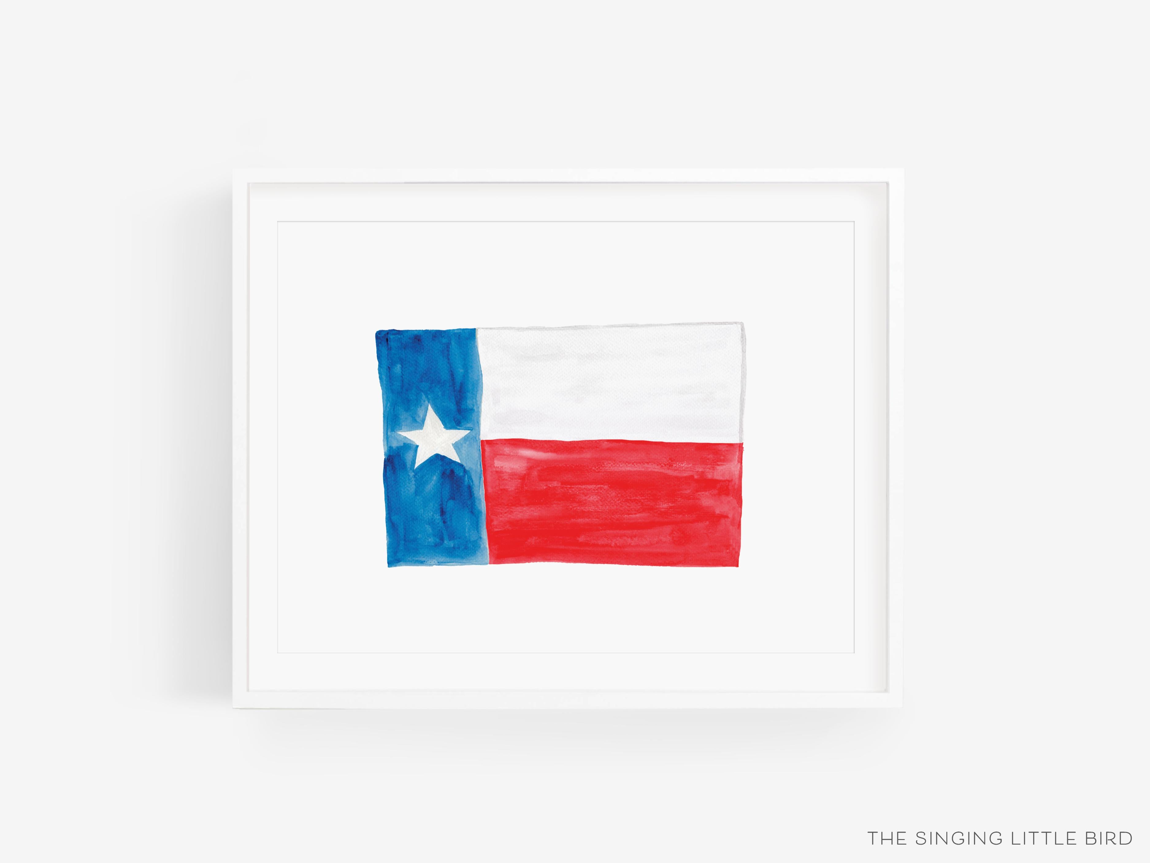 Texas Flag Art Print-This watercolor art print features our hand-painted Texas Flag, printed in the USA on 120lb high quality art paper. This makes a great gift or wall decor for the Texan lover in your life.-The Singing Little Bird