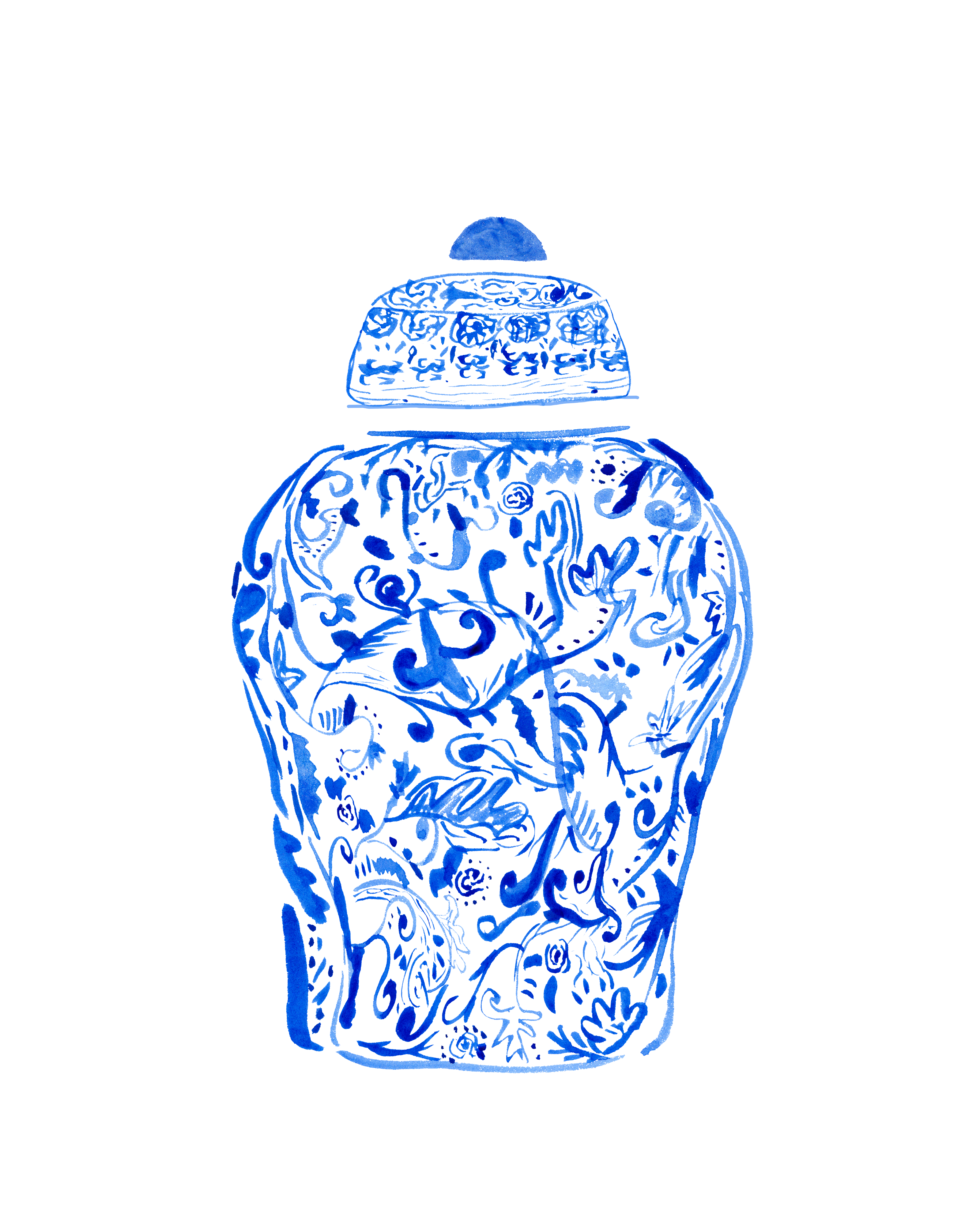 "Evergreen Blue" Chinoiserie Ginger Jar Hanger