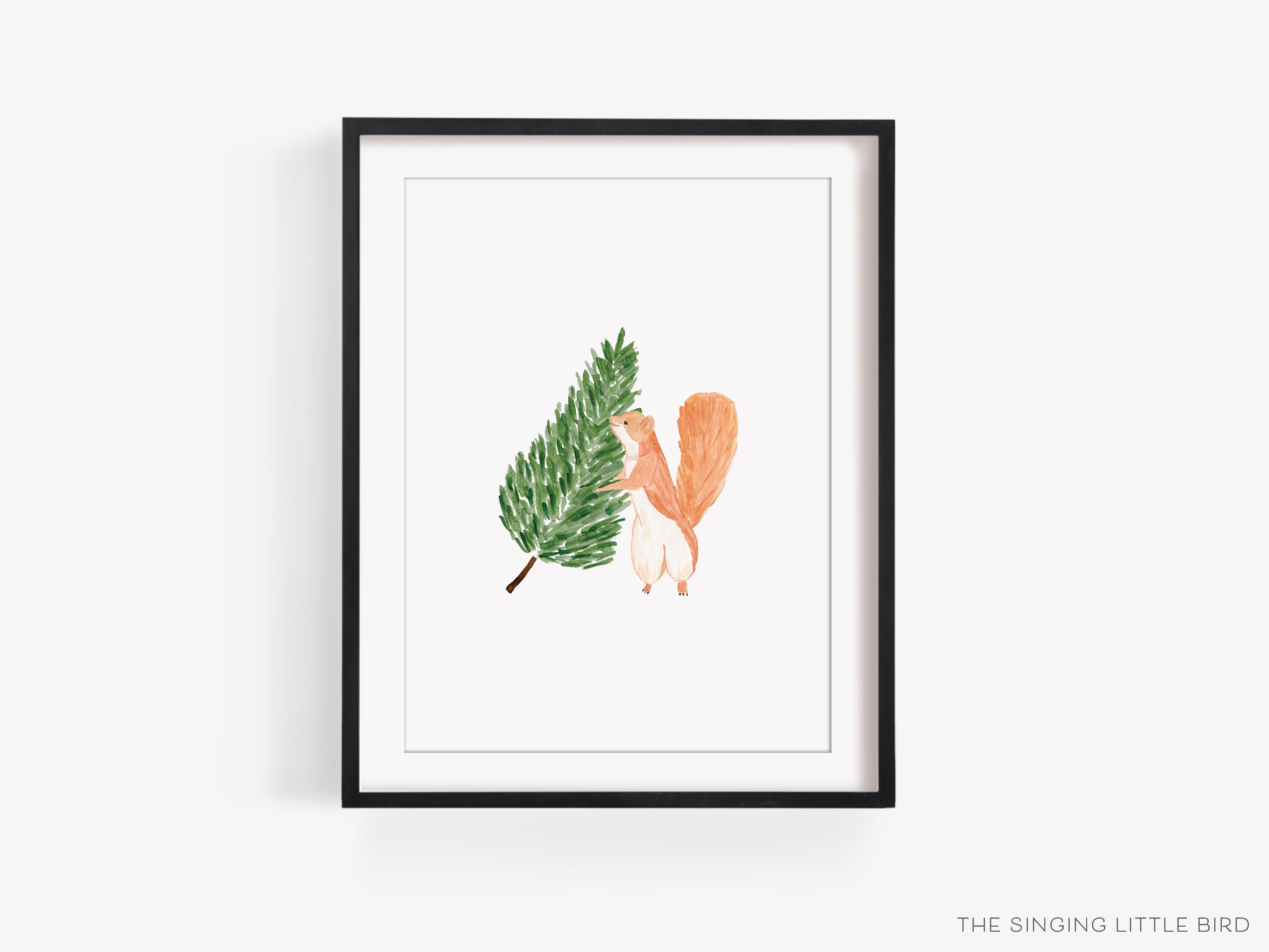 Tree Squirrel Art Print-This watercolor art print features our hand-painted tree and squirrel, printed in the USA on 120lb high quality art paper. This makes a great gift or wall decor for the animal lover in your life.-The Singing Little Bird