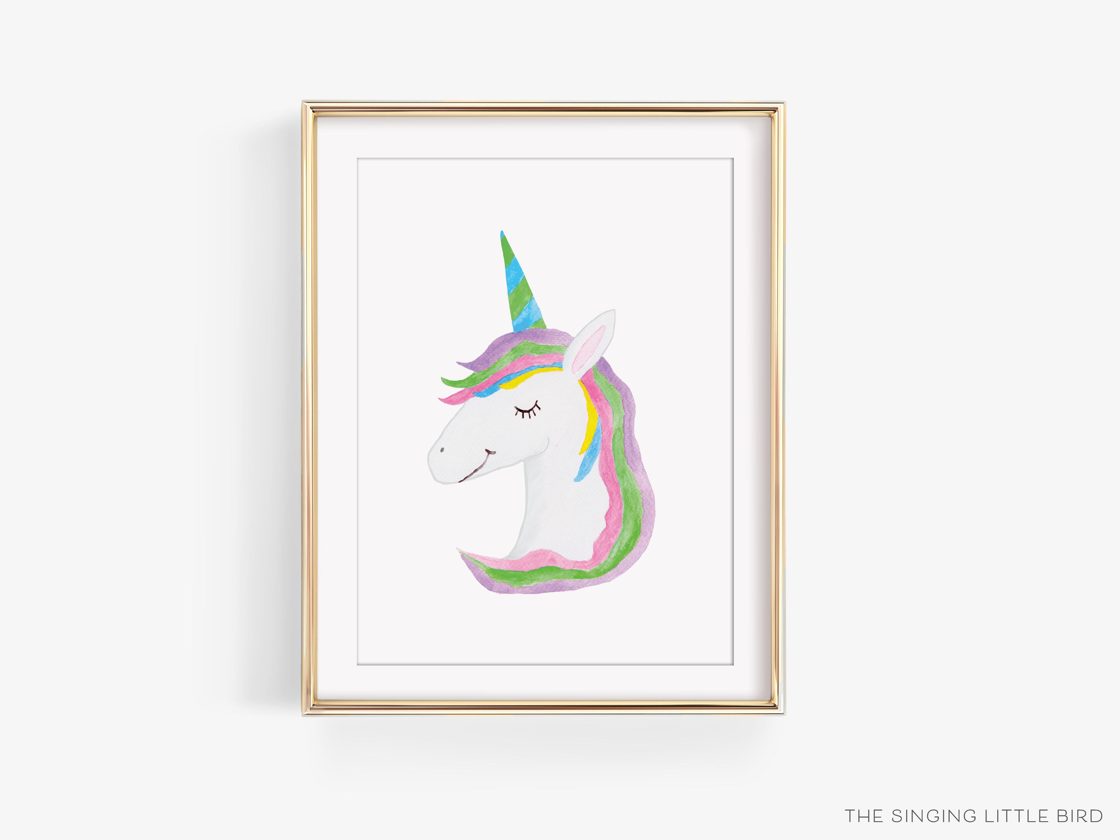 Unicorn Art Print-This watercolor art print features our hand-painted unicorn, printed in the USA on 120lb high quality art paper. This makes a great gift or wall decor for the make-believe lover in your life.-The Singing Little Bird