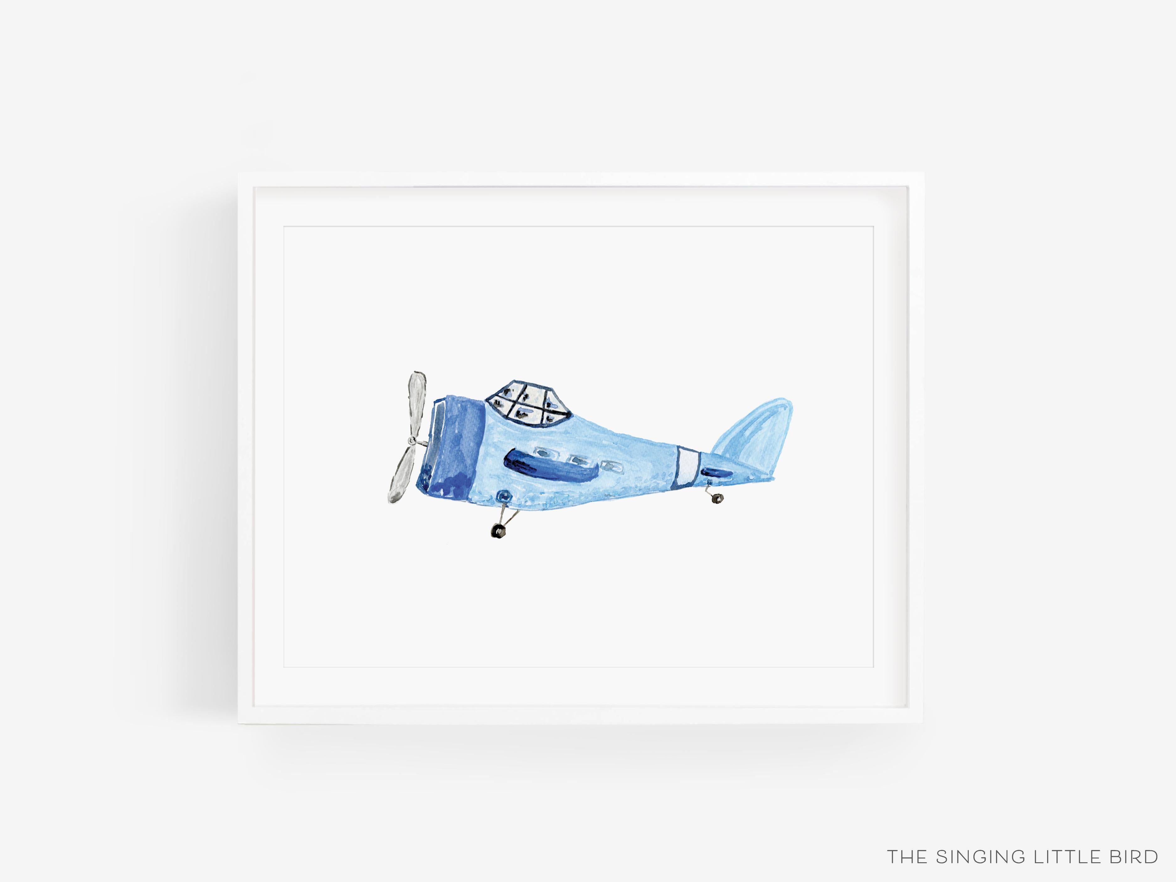 Vintage Airplane Art Print-This watercolor art print features our hand-painted vintage airplane, printed in the USA on 120lb high quality art paper. This makes a great gift or wall decor for the vintage lover in your life.-The Singing Little Bird