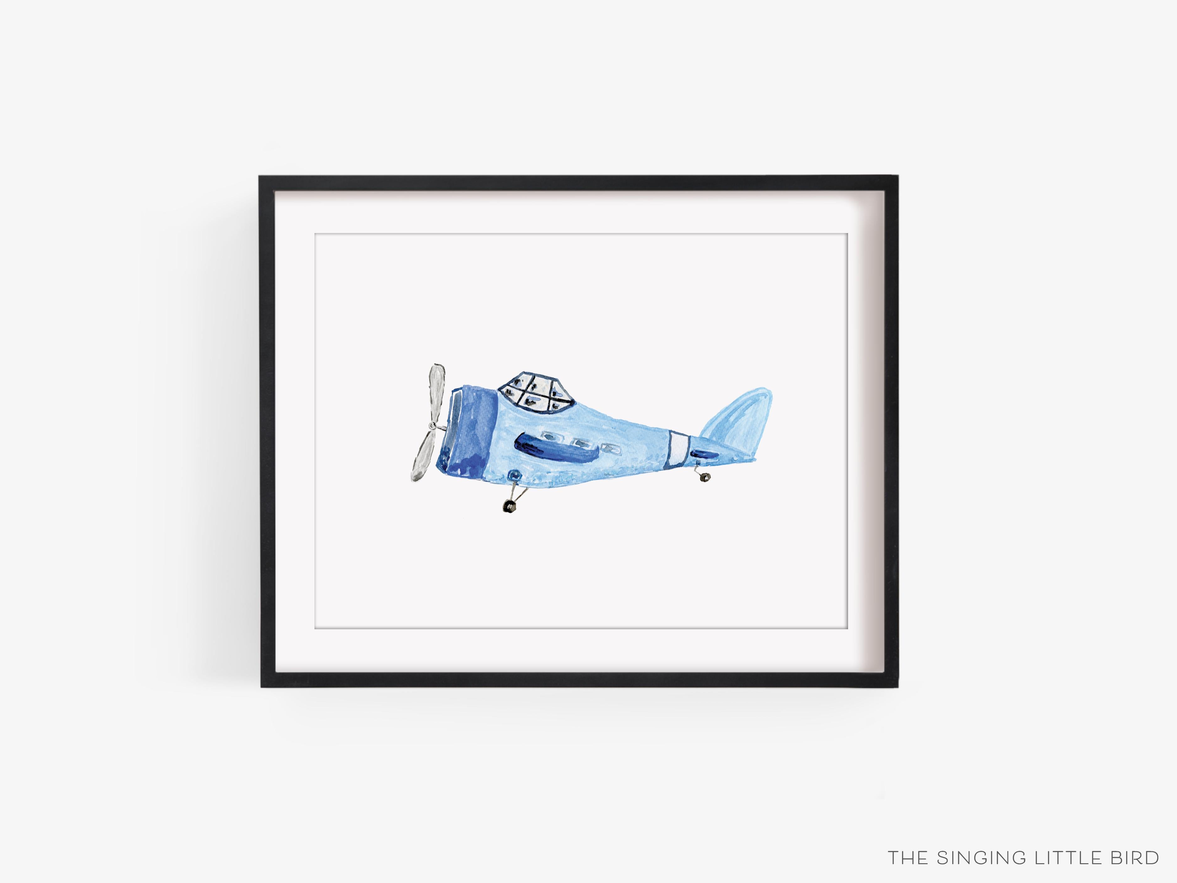 Vintage Airplane Art Print-This watercolor art print features our hand-painted vintage airplane, printed in the USA on 120lb high quality art paper. This makes a great gift or wall decor for the vintage lover in your life.-The Singing Little Bird