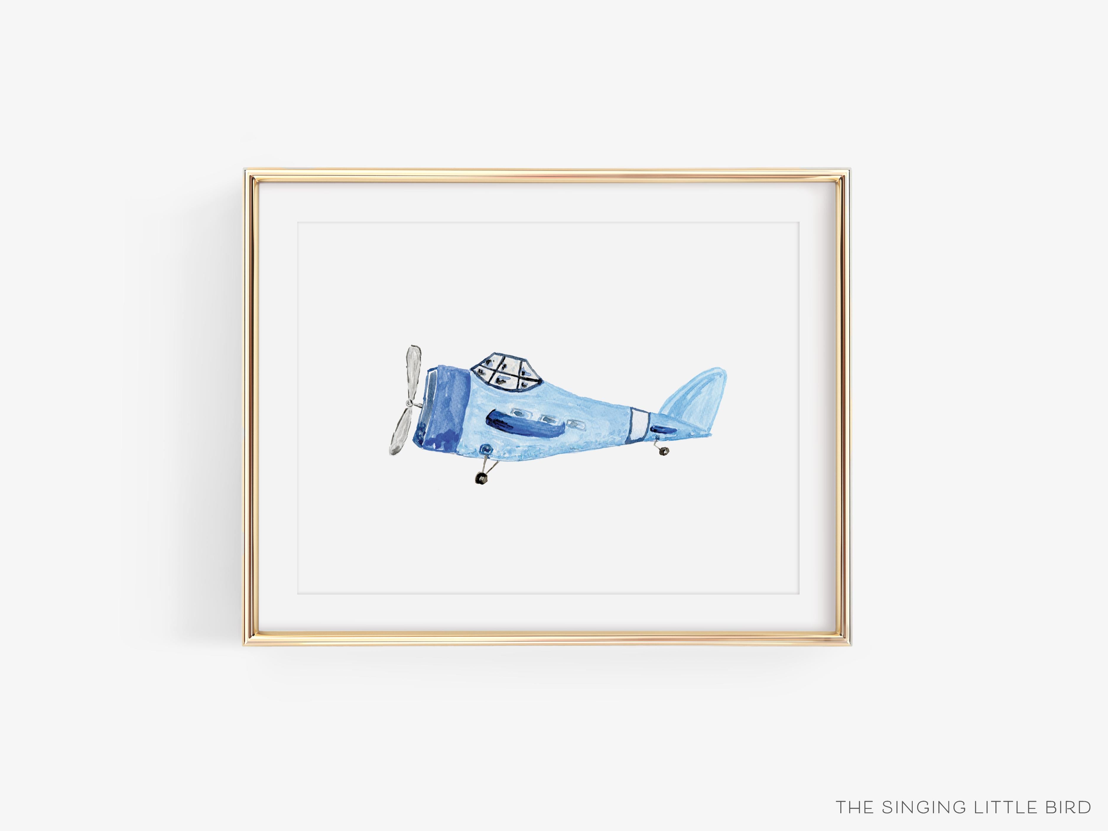 Vintage Airplane Art Print-This watercolor art print features our hand-painted vintage airplane, printed in the USA on 120lb high quality art paper. This makes a great gift or wall decor for the vintage lover in your life.-The Singing Little Bird