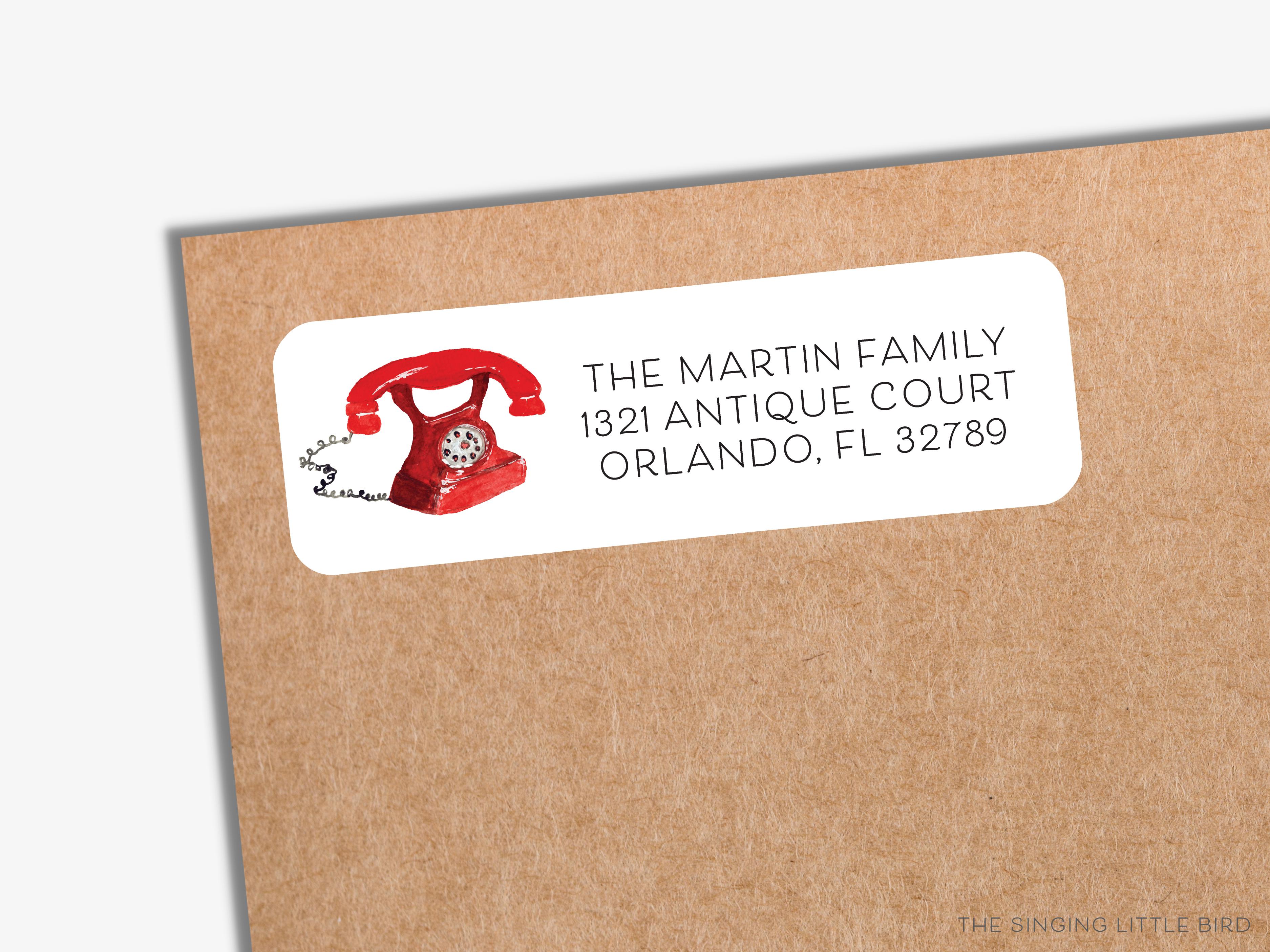 Vintage Phone Return Address Labels-These personalized return address labels are 2.625" x 1" and feature our hand-painted watercolor vintage telephone, printed in the USA on beautiful matte finish labels. These make great gifts for yourself or the vintage lover.-The Singing Little Bird