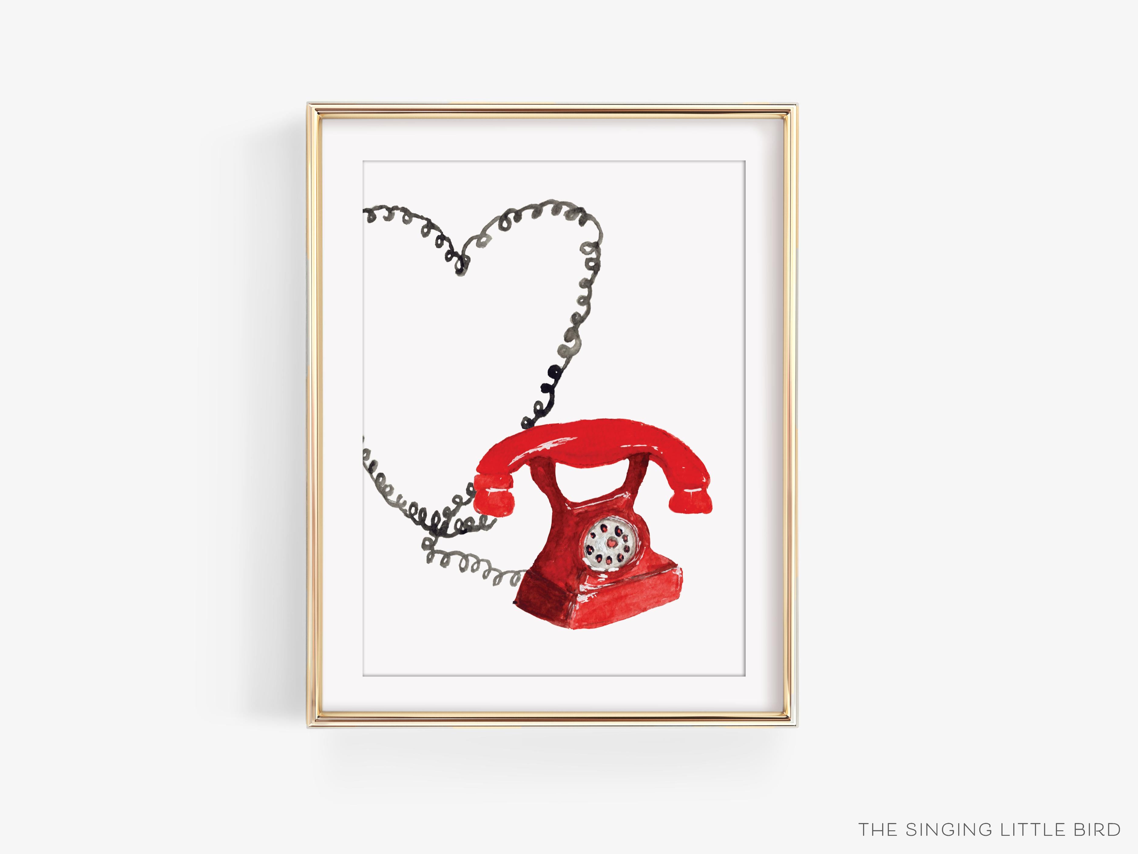 Vintage Telephone Art Print-This watercolor art print features our hand-painted vintage telephone, printed in the USA on 120lb high quality art paper. This makes a great gift or wall decor for the vintage lover in your life.-The Singing Little Bird