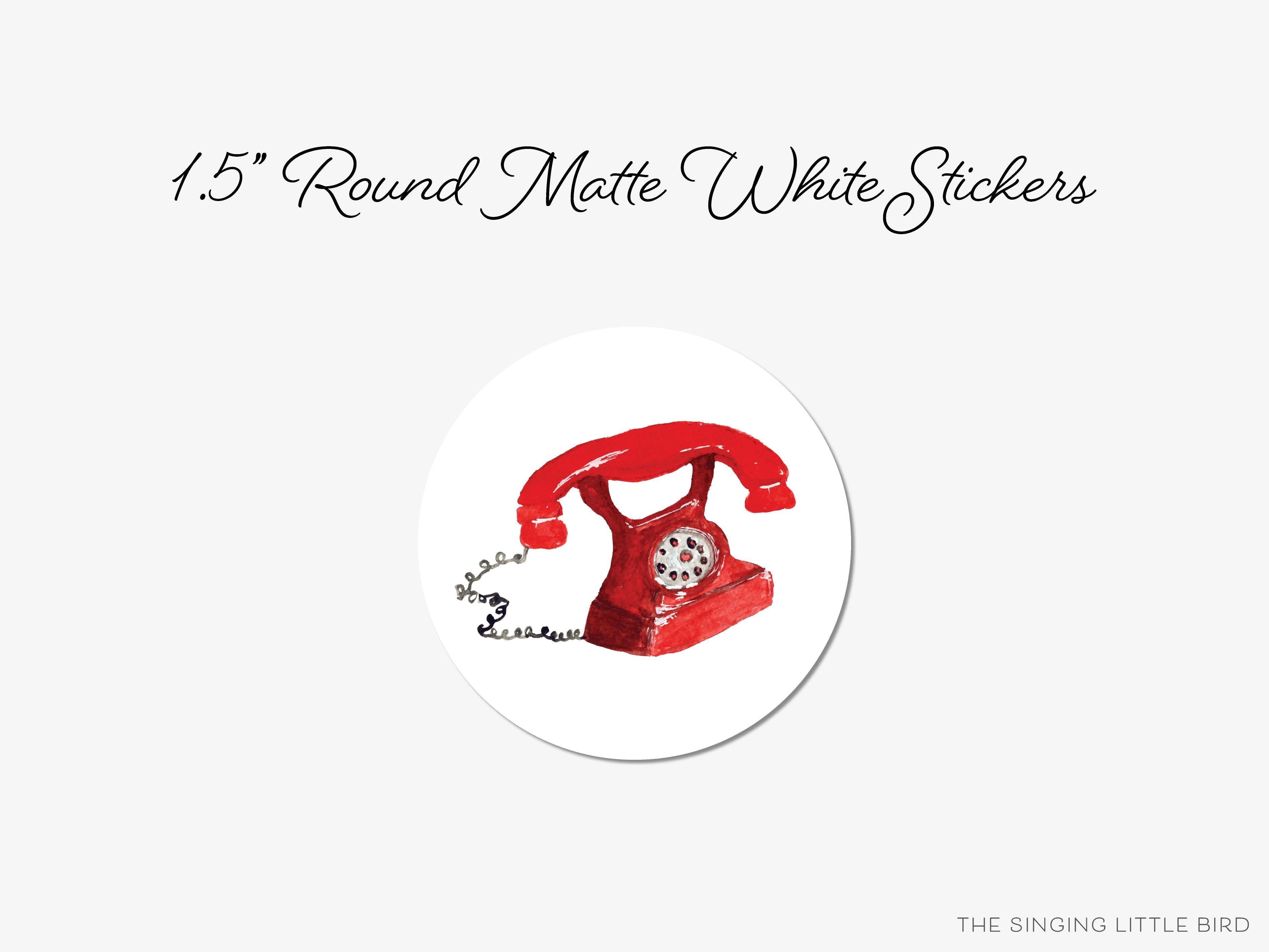 Vintage Telephone Round Stickers-These matte round stickers feature our hand-painted watercolor Vintage Telephone, making great envelope seals or gifts for the vintage lover in your life.-The Singing Little Bird