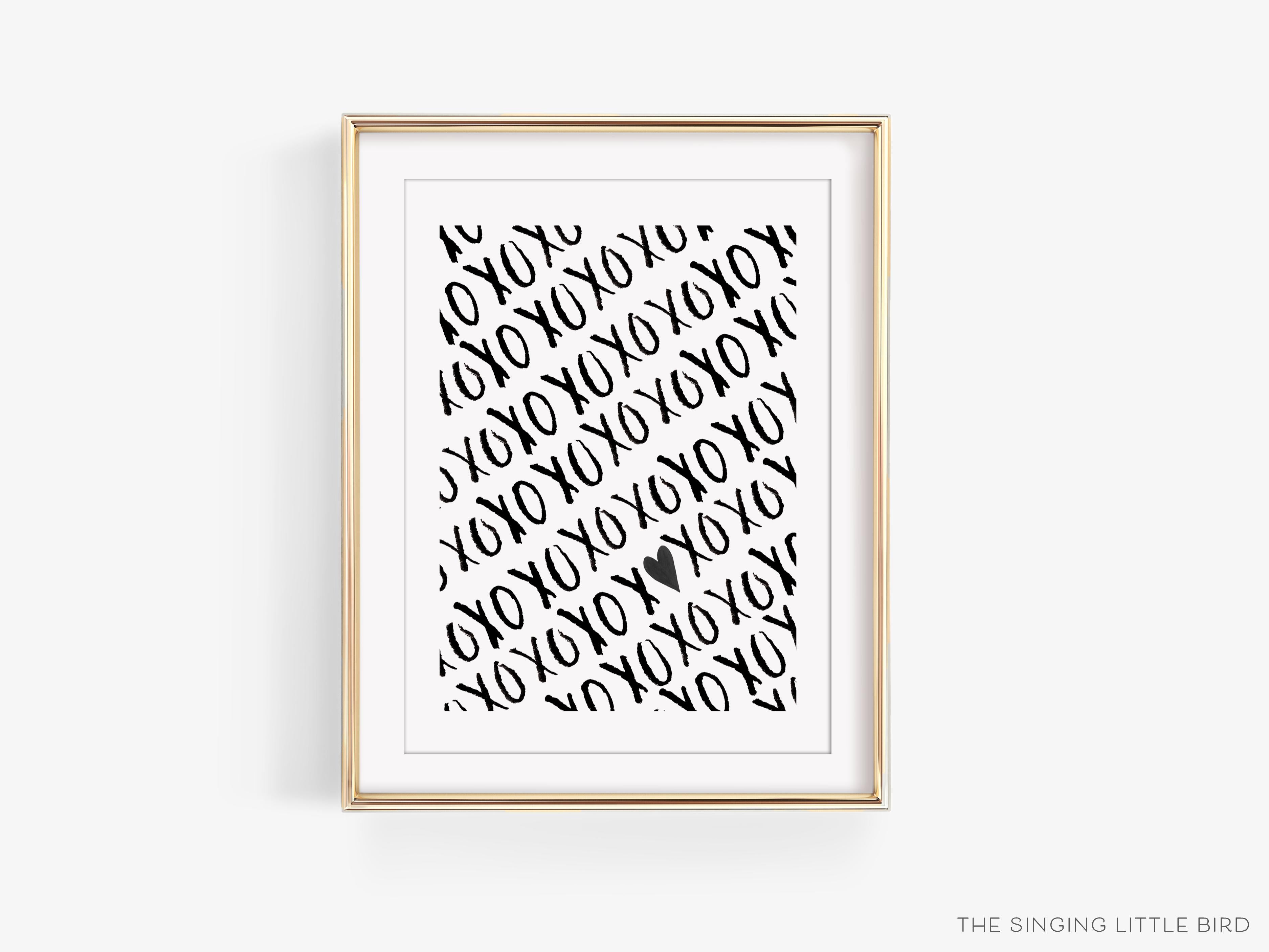 XOXO Black and White Pattern Art Print-This watercolor art print features our hand-painted xo's , printed in the USA on 120lb high quality art paper. This makes a great gift or wall decor for the hugs and kisses lover in your life.-The Singing Little Bird