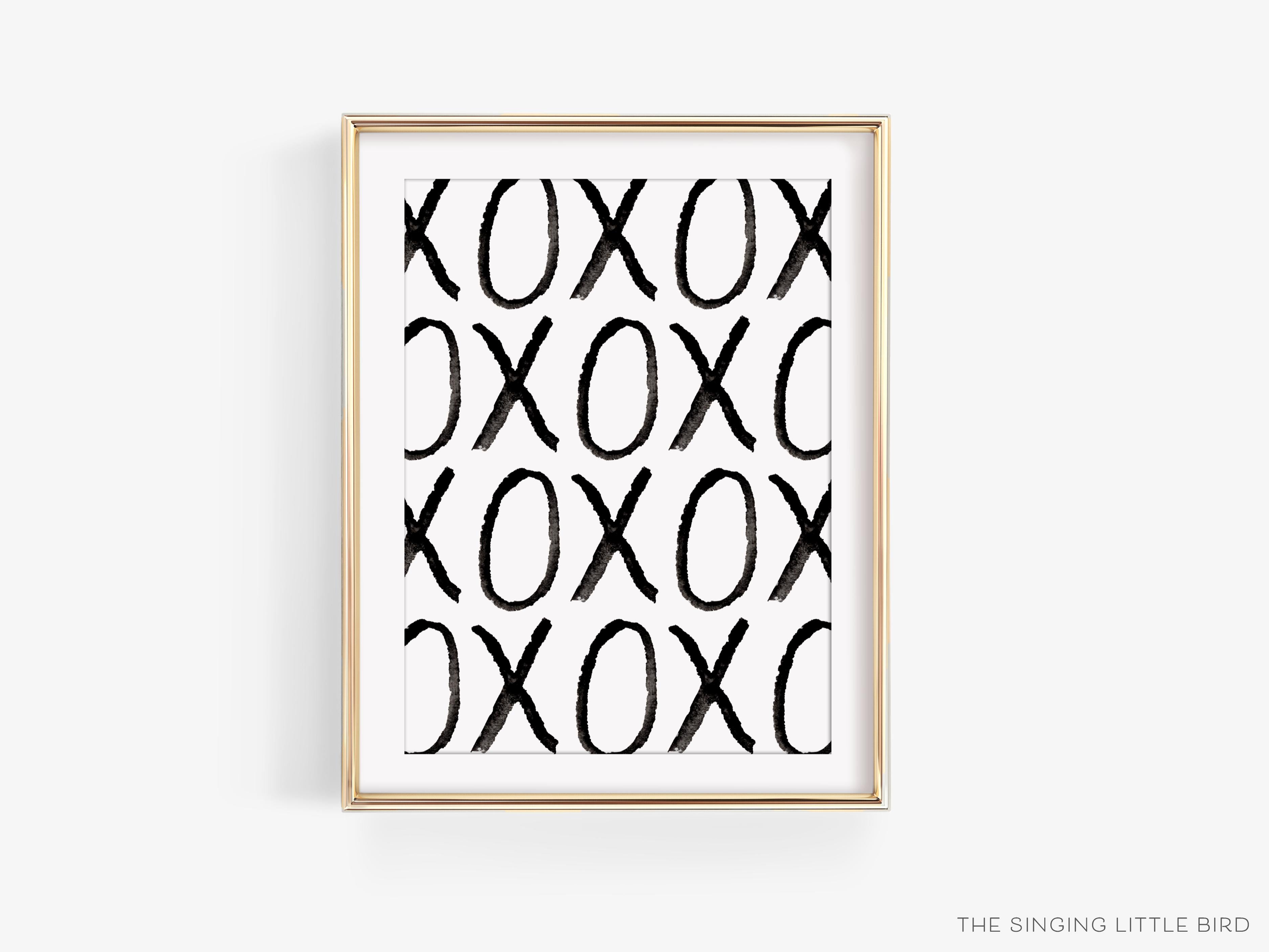 XOXO Modern Black and White Art Print-This watercolor art print features our hand-painted xo's , printed in the USA on 120lb high quality art paper. This makes a great gift or wall decor for the hugs and kisses lover in your life.-The Singing Little Bird