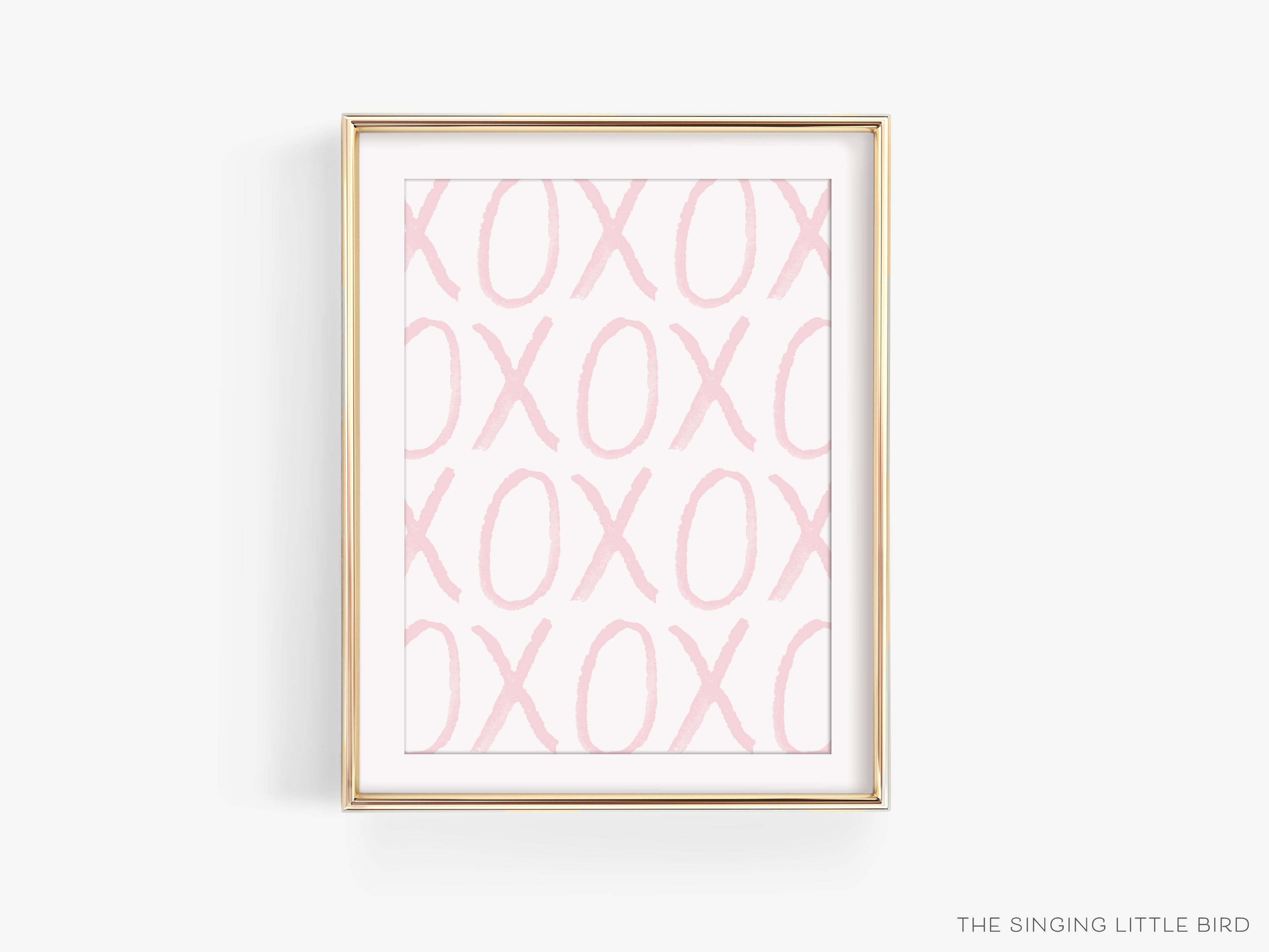XOXO Pink Art Print-This watercolor art print features our hand-painted xo's, printed in the USA on 120lb high quality art paper. This makes a great gift or wall decor for the hugs and kisses lover in your life.-The Singing Little Bird