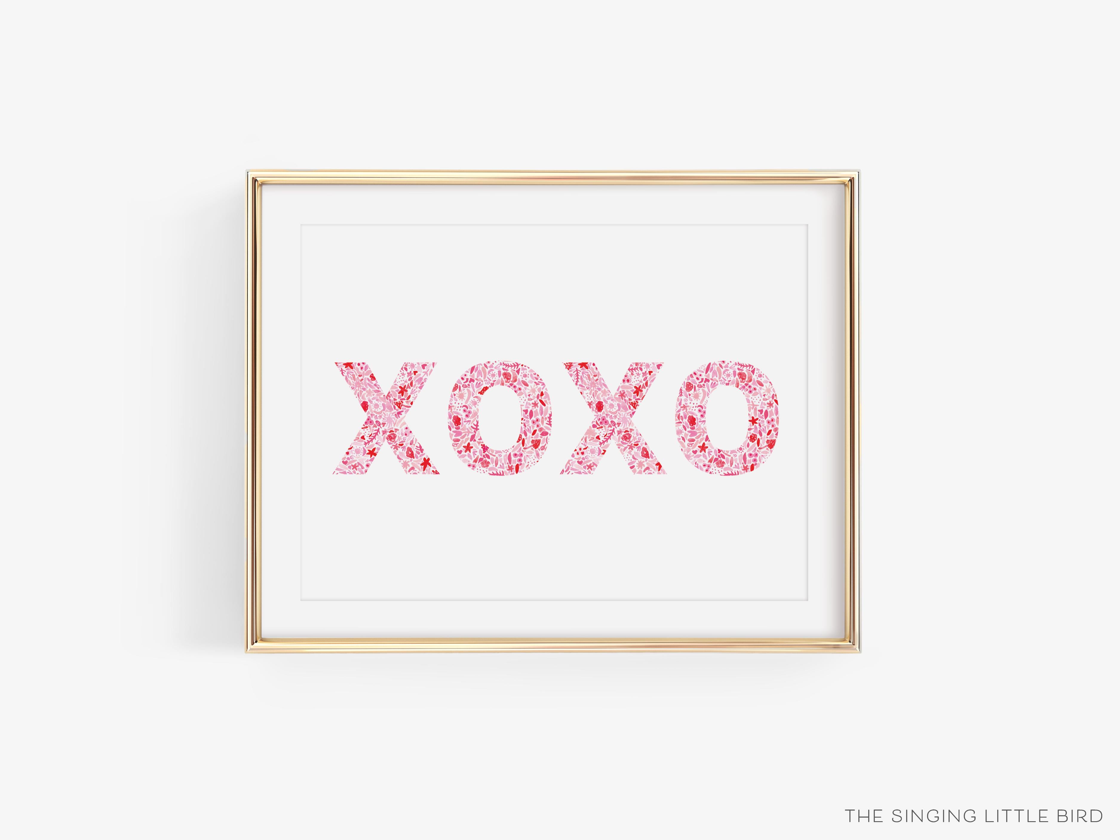 XOXO Pink and Red Art Print-This watercolor art print features our hand-painted xo's and heart, printed in the USA on 120lb high quality art paper. This makes a great gift or wall decor for the hugs and kisses lover in your life.-The Singing Little Bird