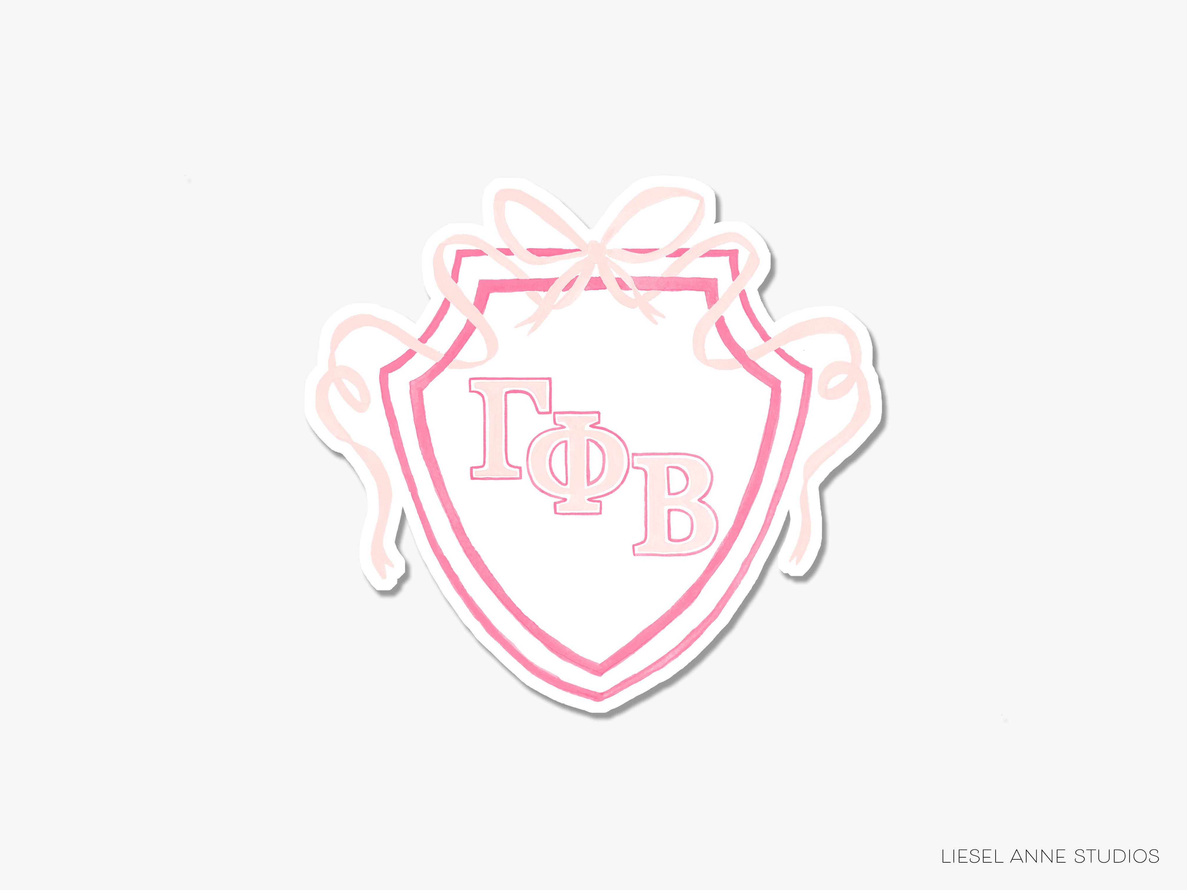 a pink and white sticker with the word top b on it