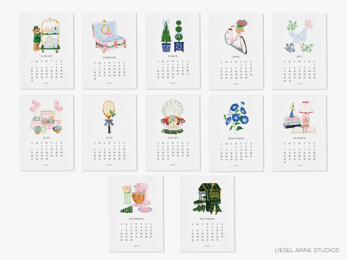 a calendar with a bunch of different things on it