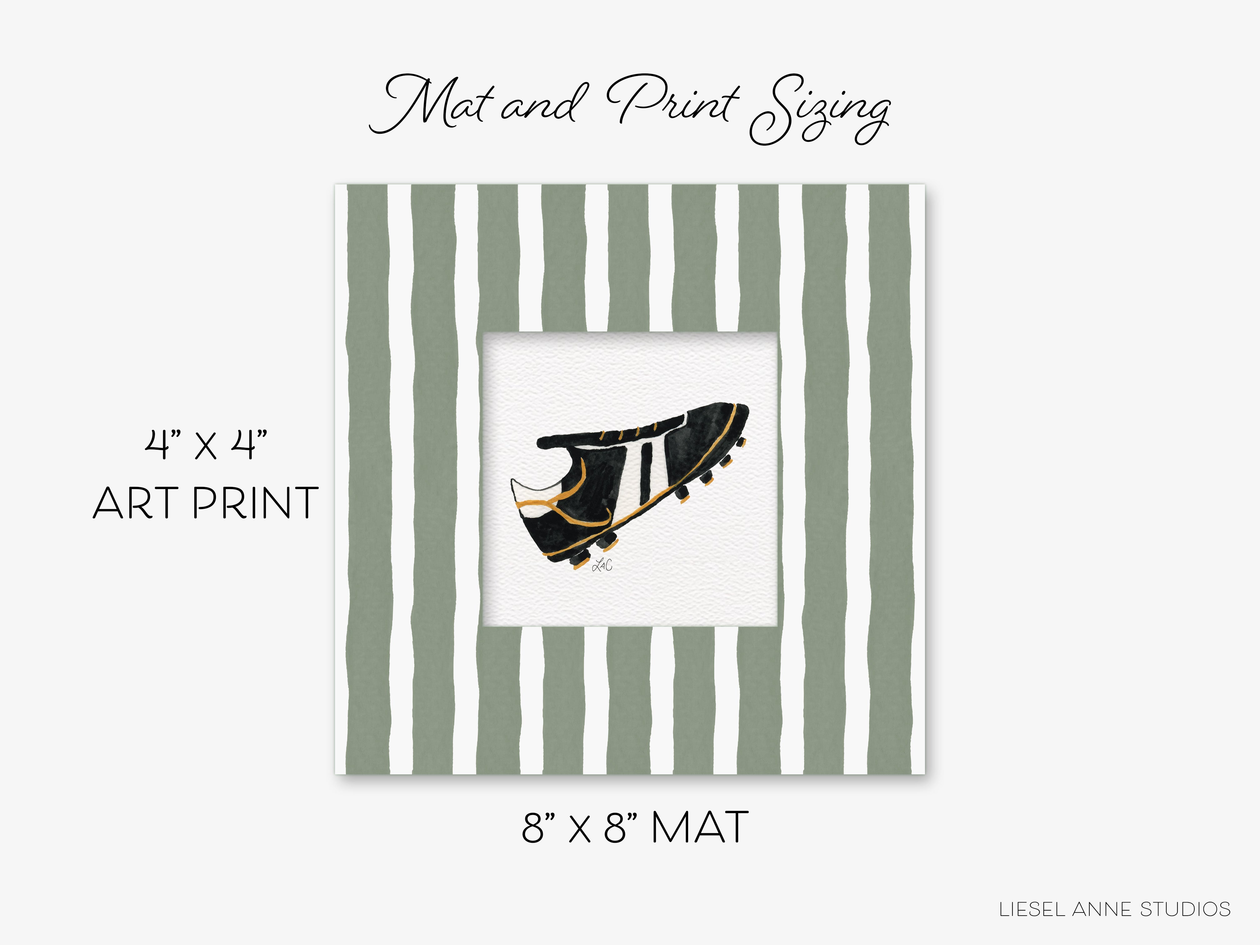 The image is a square-shaped art print featuring a black and white striped shoe.
