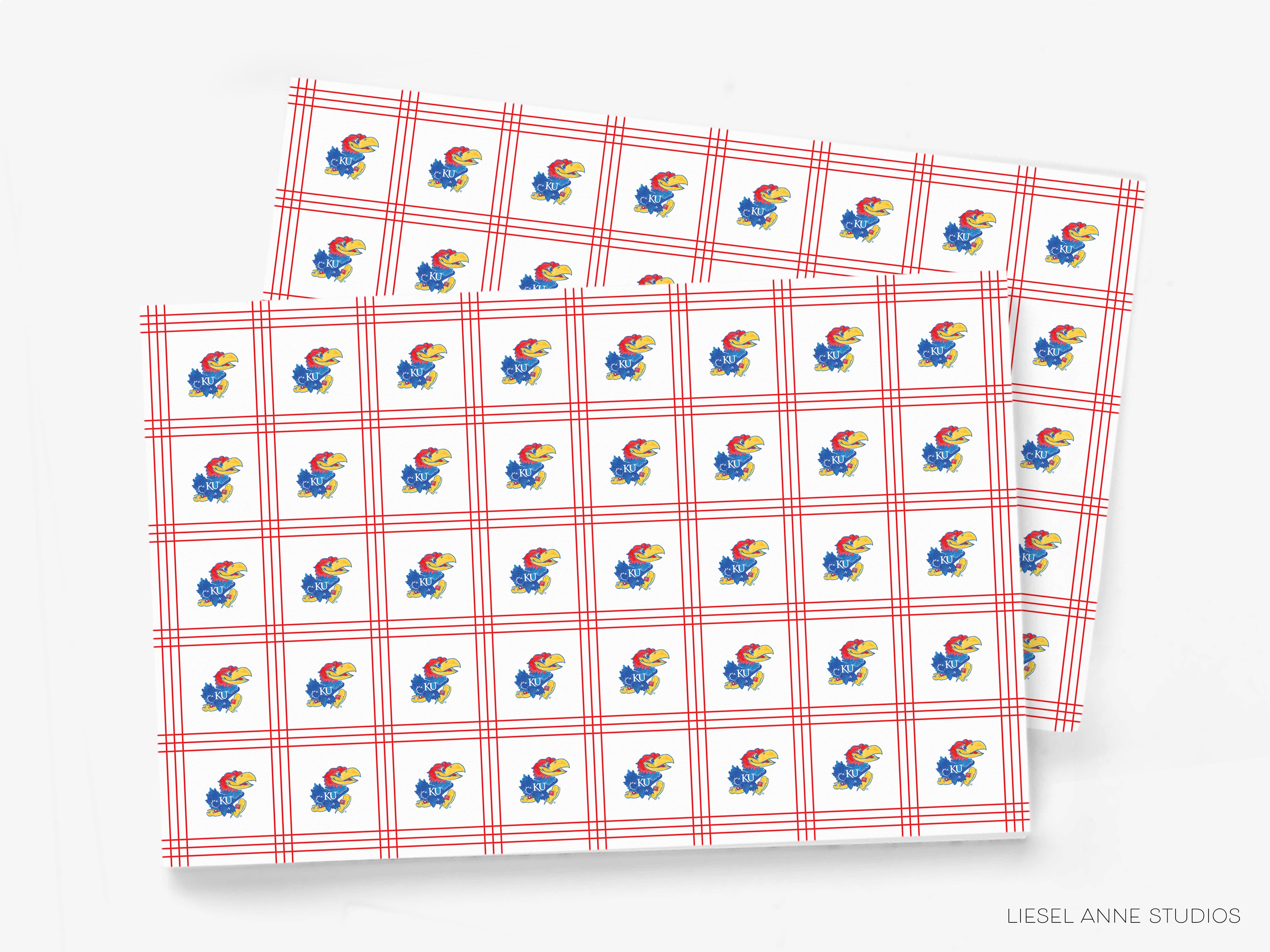 a repeating pattern of red and white checkered squares, each containing a small illustration of a bird wearing a red hat. The pattern is arranged in a grid-like fashion, with the squares overlapping each other. The image does not contain any text or additional objects, and the bird illustrations are consistent throughout the pattern.