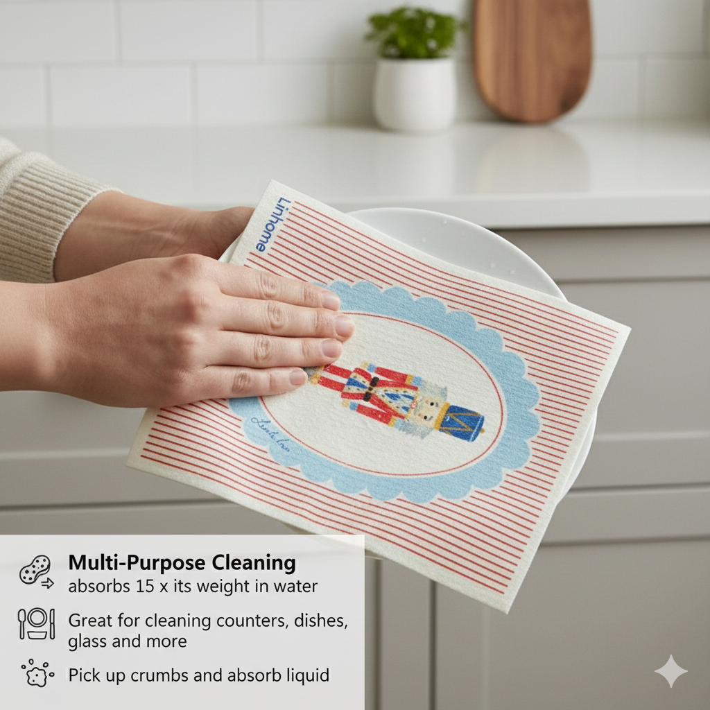Holiday Nutcracker Collection - Linhome x Liesel Anne Swedish Dishcloths - 4 Pack
