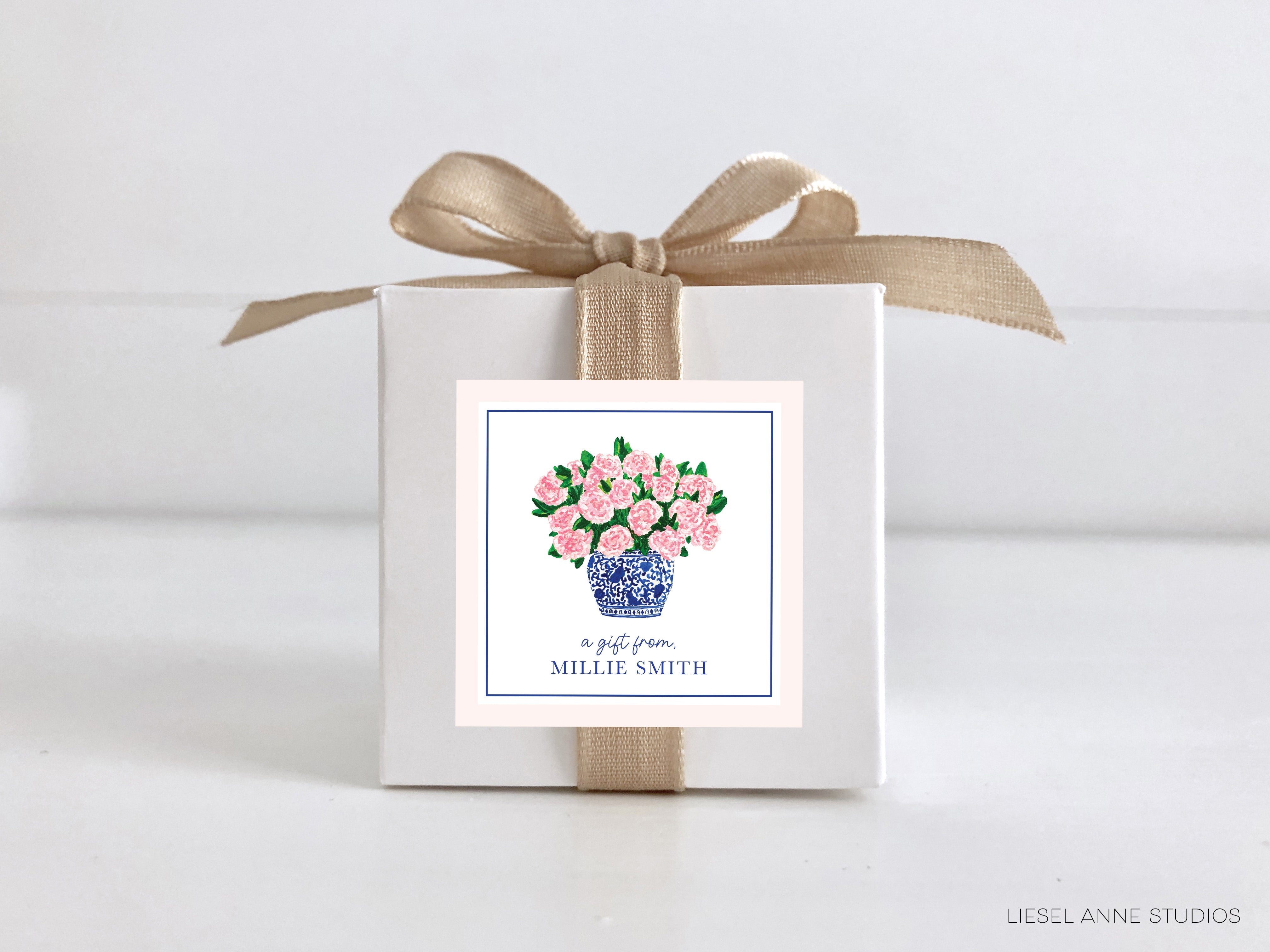 a card with a vase of flowers on it