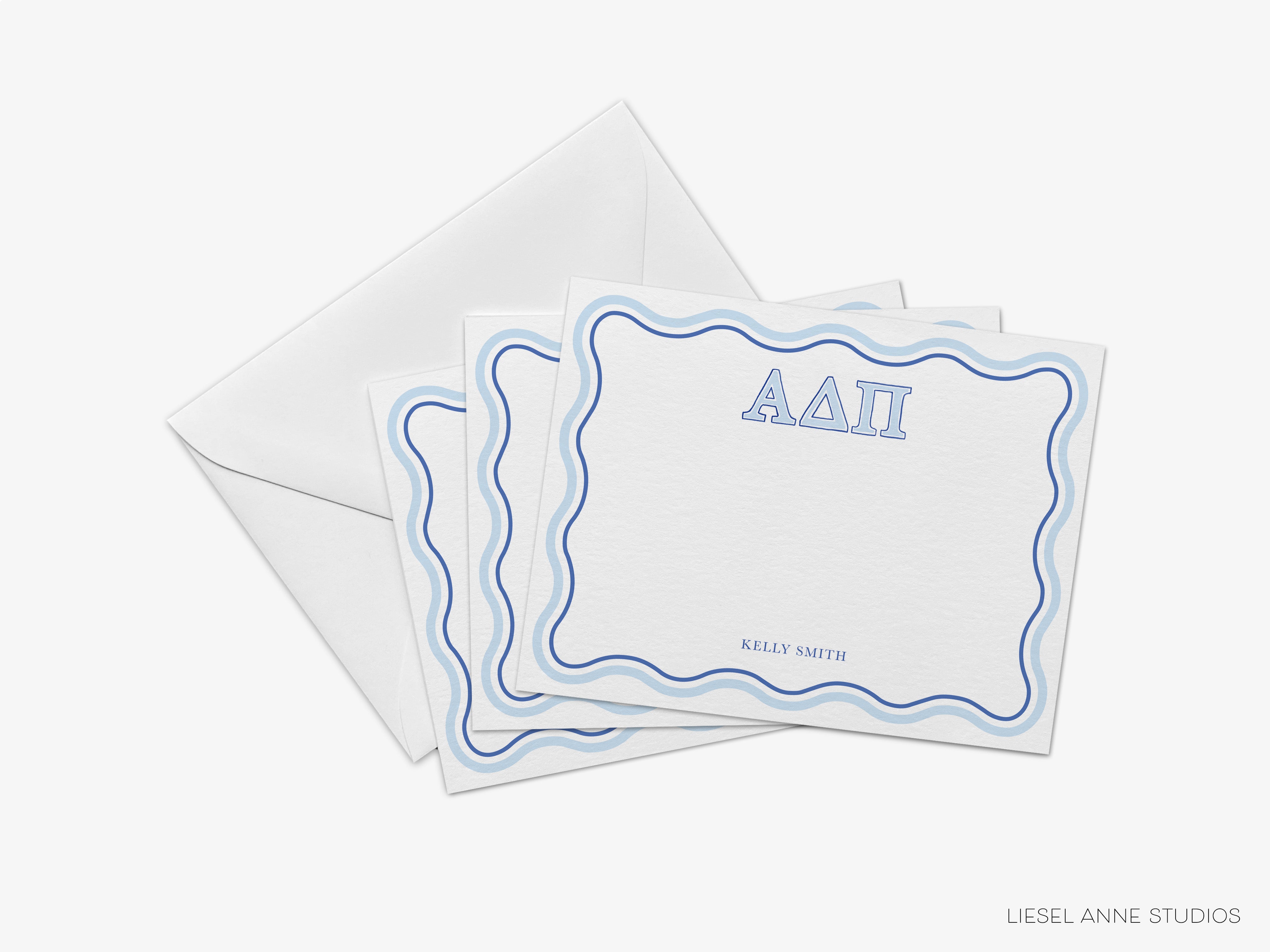 a set of three cards with a blue border