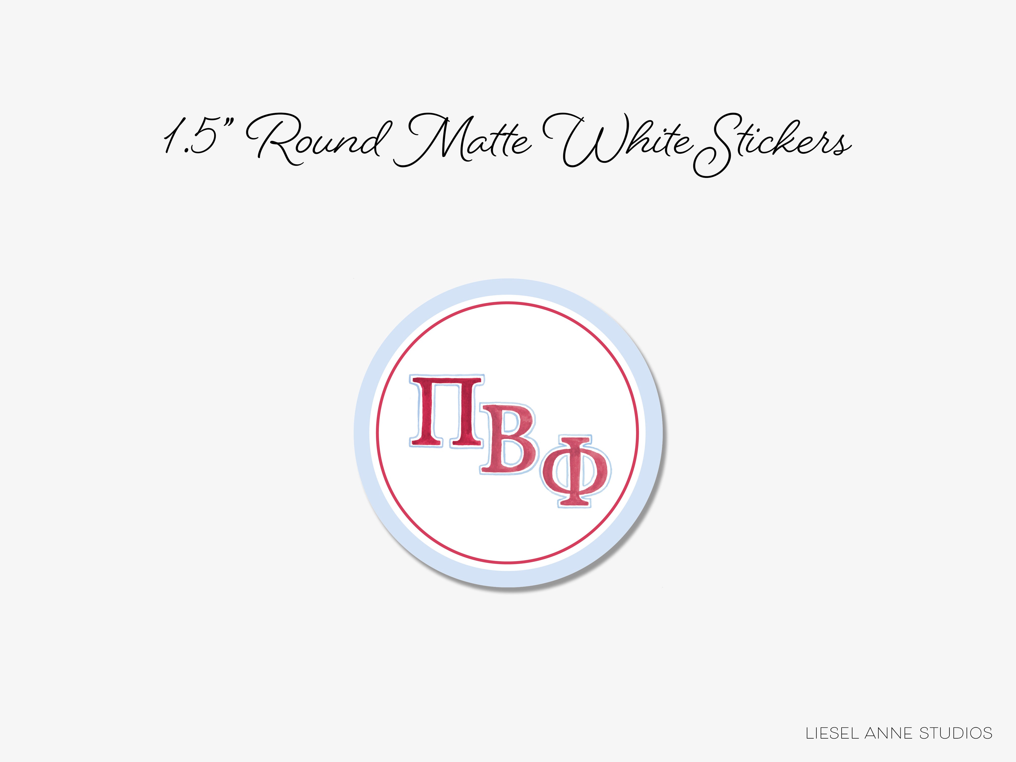 a white button with a red and white logo on it